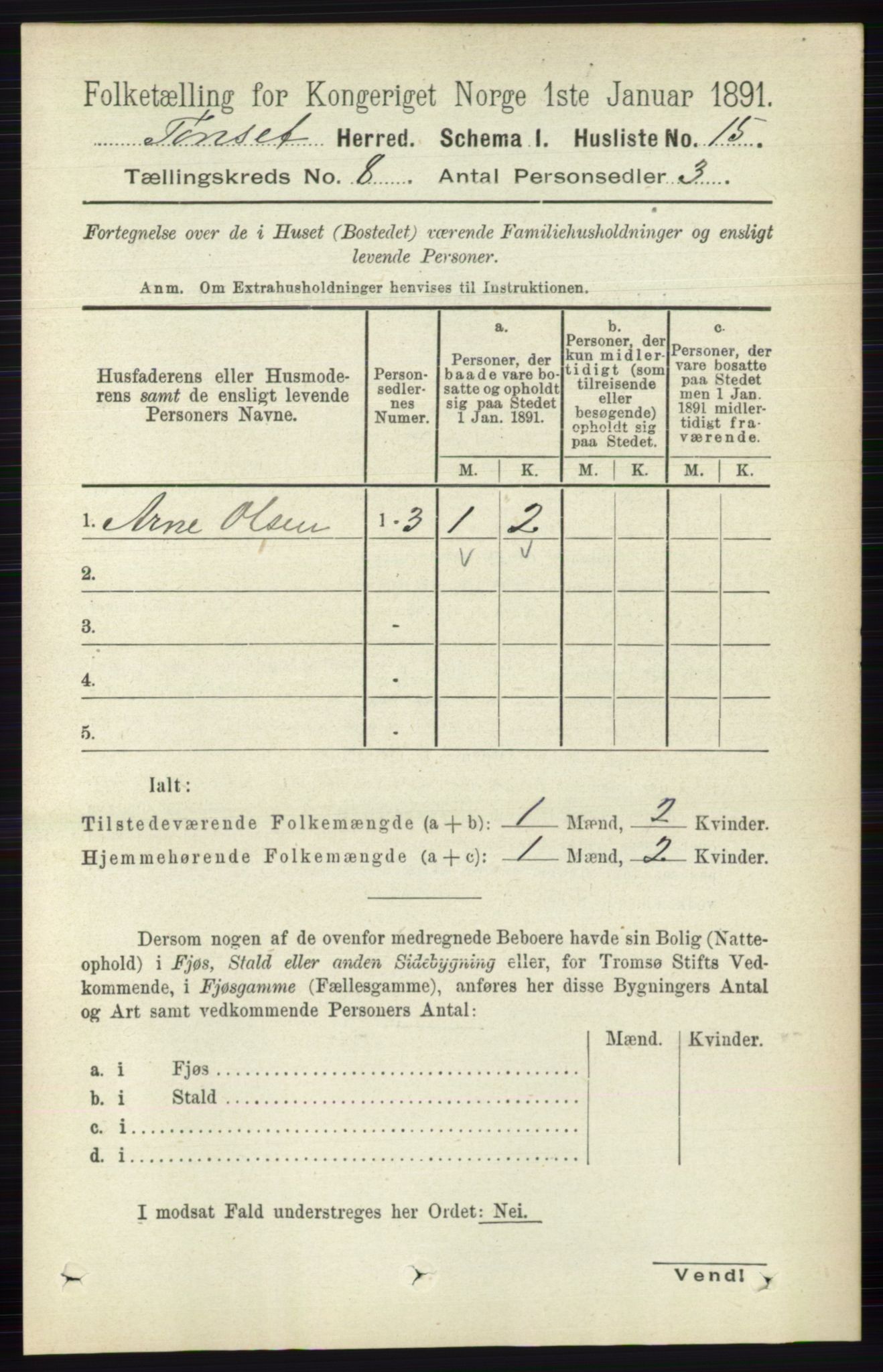 RA, 1891 census for 0437 Tynset, 1891, p. 2048