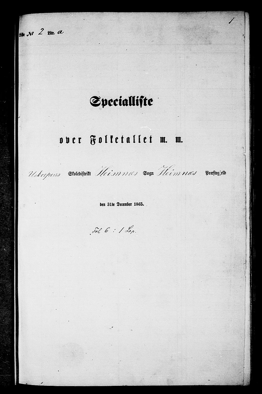 RA, 1865 census for Hemnes, 1865, p. 46