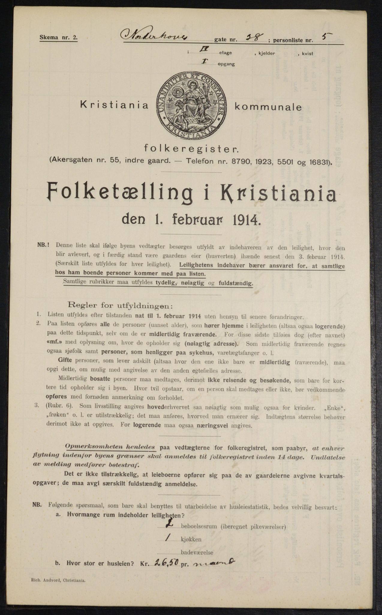 OBA, Municipal Census 1914 for Kristiania, 1914, p. 73026