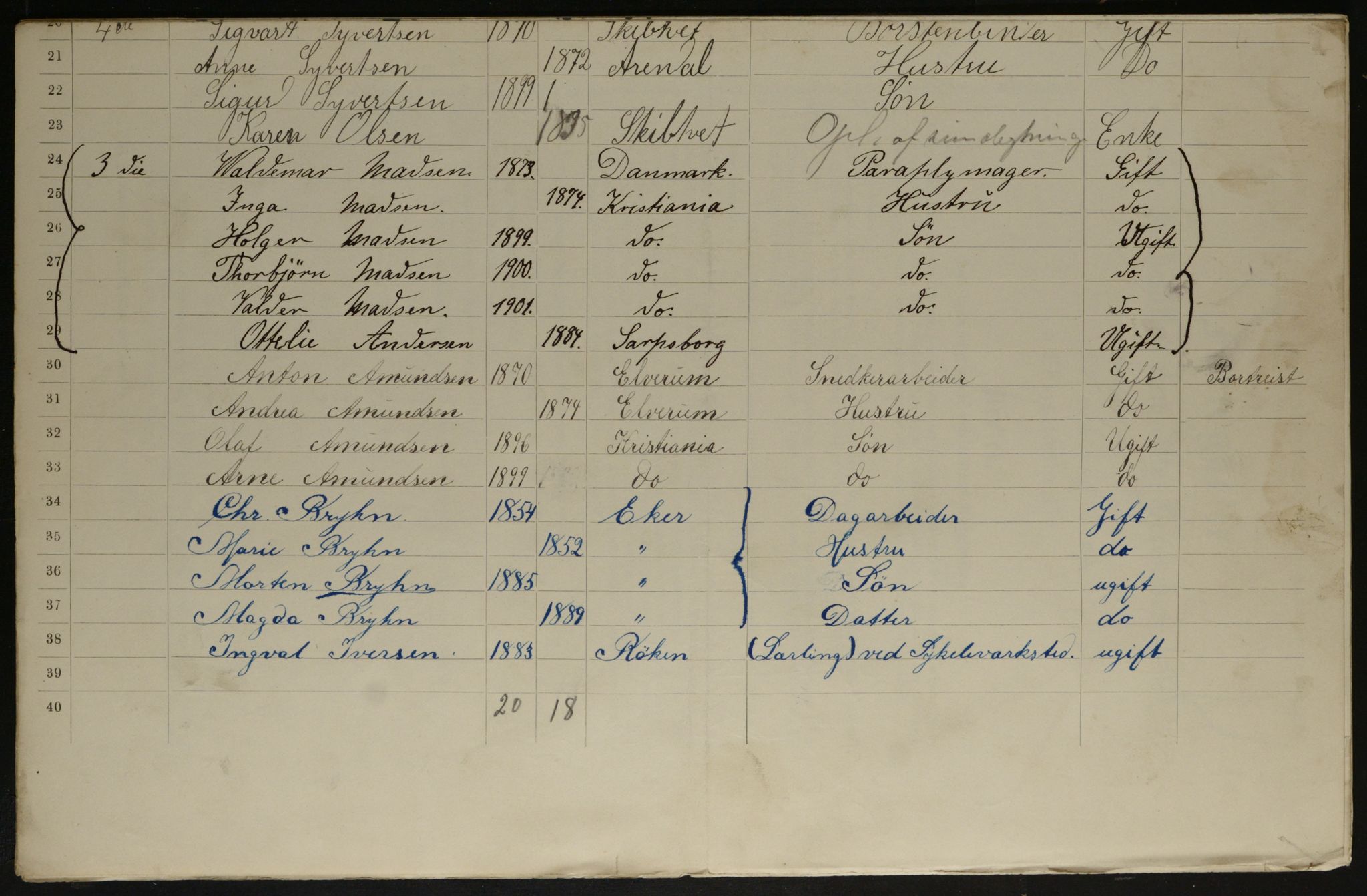 OBA, Municipal Census 1901 for Kristiania, 1901, p. 10914