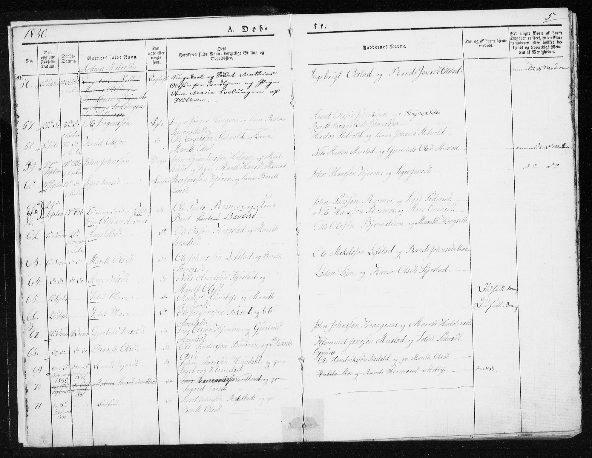 Ministerialprotokoller, klokkerbøker og fødselsregistre - Sør-Trøndelag, AV/SAT-A-1456/665/L0771: Parish register (official) no. 665A06, 1830-1856, p. 5