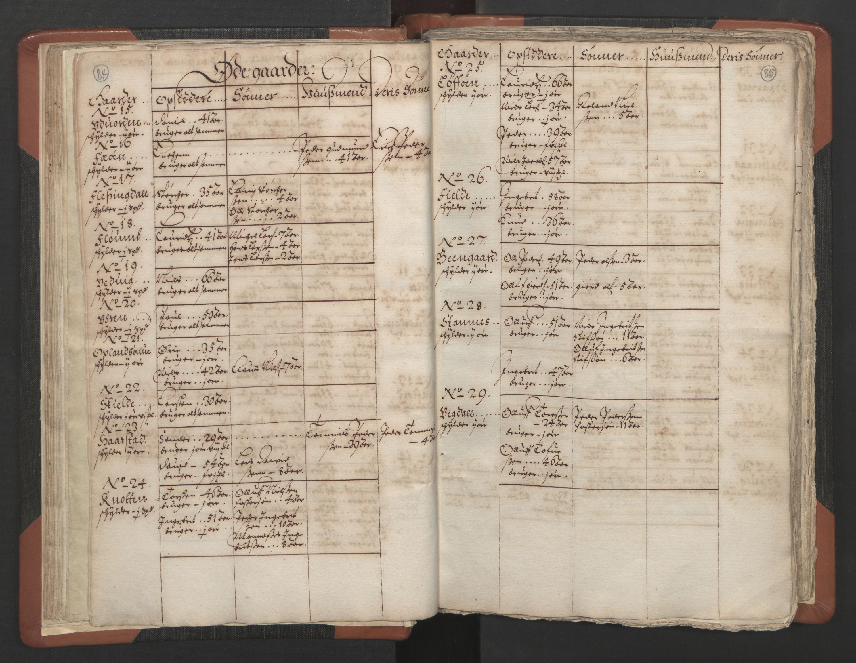 RA, Vicar's Census 1664-1666, no. 34: Namdal deanery, 1664-1666, p. 84-85