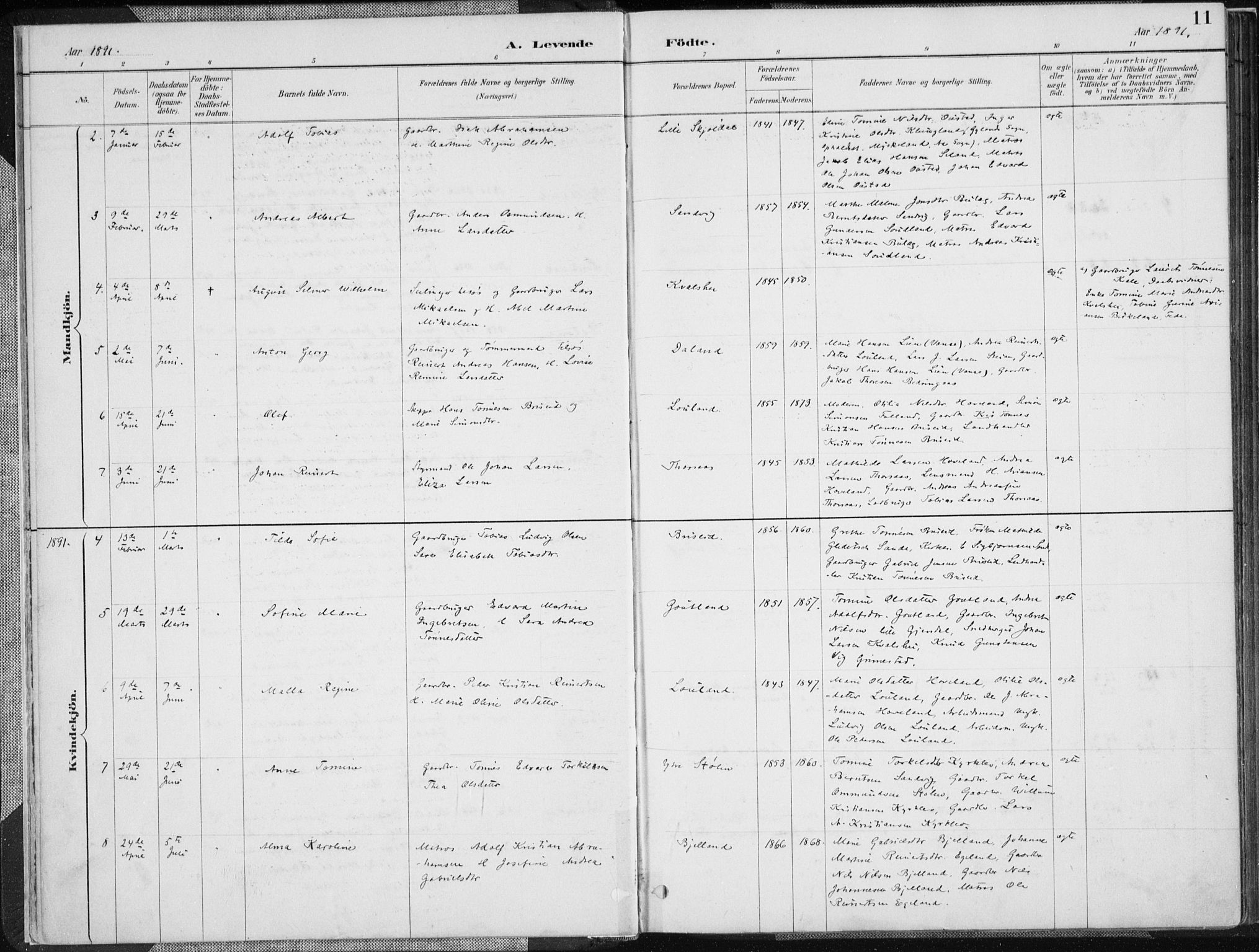 Herad sokneprestkontor, AV/SAK-1111-0018/F/Fa/Faa/L0006: Parish register (official) no. A 6, 1887-1907, p. 11