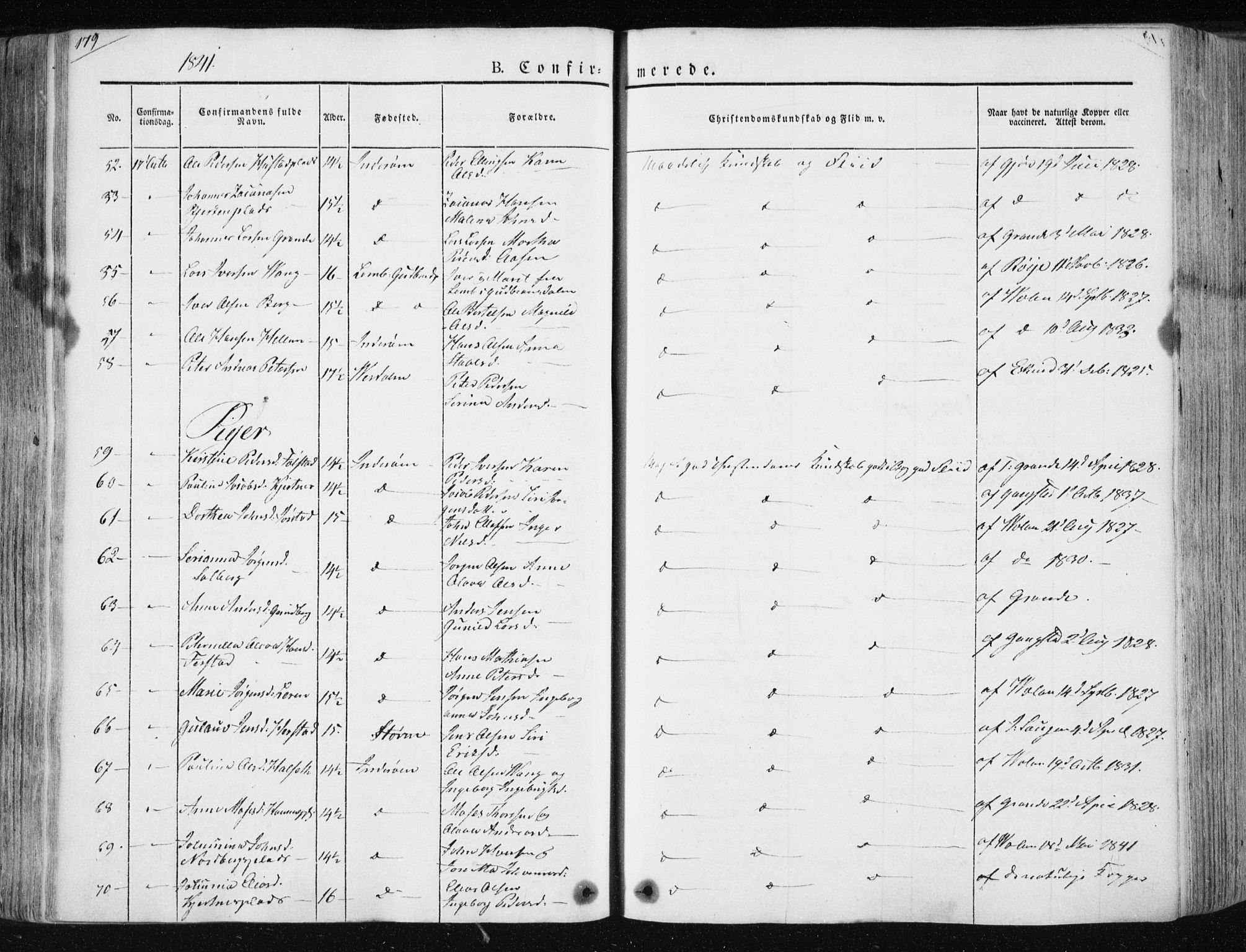 Ministerialprotokoller, klokkerbøker og fødselsregistre - Nord-Trøndelag, AV/SAT-A-1458/730/L0280: Parish register (official) no. 730A07 /1, 1840-1854, p. 179