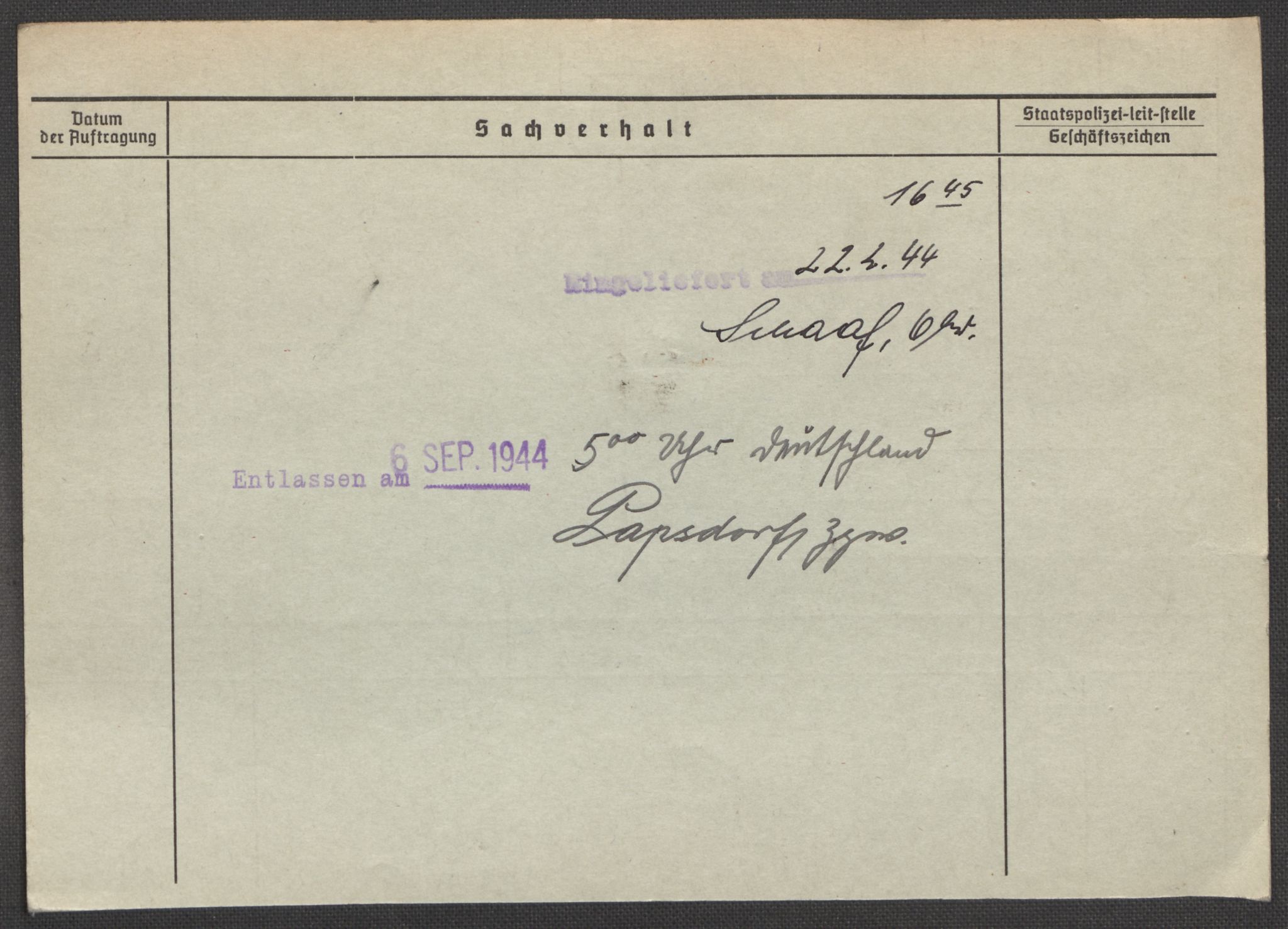 Befehlshaber der Sicherheitspolizei und des SD, AV/RA-RAFA-5969/E/Ea/Eaa/L0010: Register over norske fanger i Møllergata 19: Sø-Å, 1940-1945, p. 1365