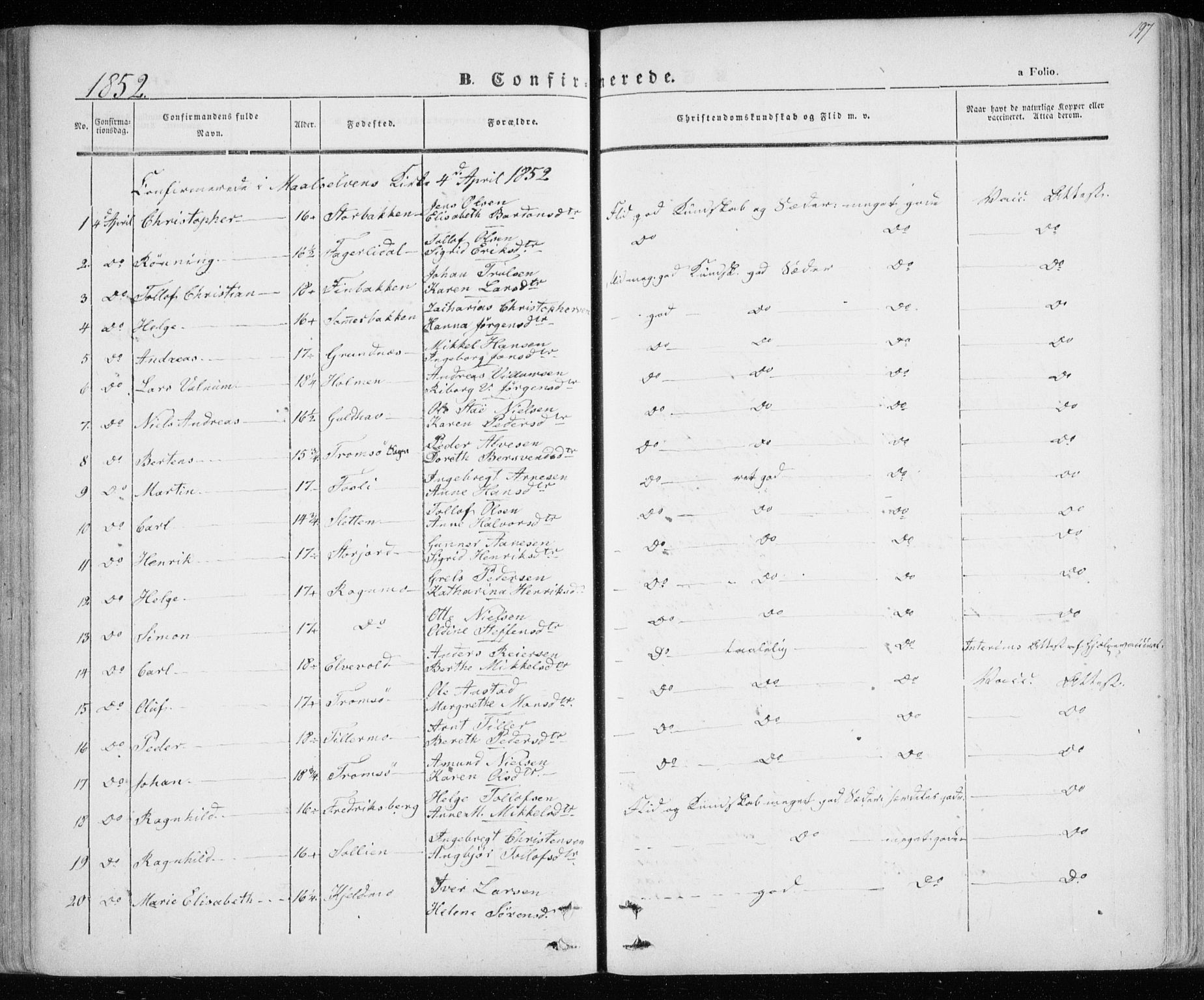 Lenvik sokneprestembete, SATØ/S-1310/H/Ha/Haa/L0006kirke: Parish register (official) no. 6, 1845-1854, p. 197