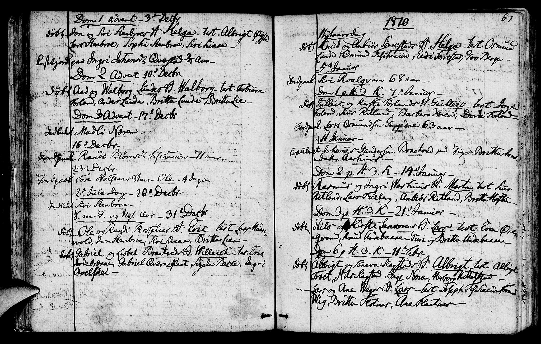 Suldal sokneprestkontor, SAST/A-101845/01/IV/L0004: Parish register (official) no. A 4, 1800-1816, p. 67