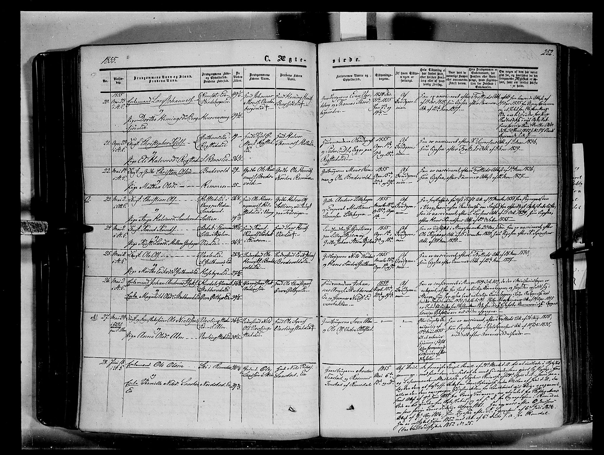 Stange prestekontor, SAH/PREST-002/K/L0012: Parish register (official) no. 12, 1852-1862, p. 252