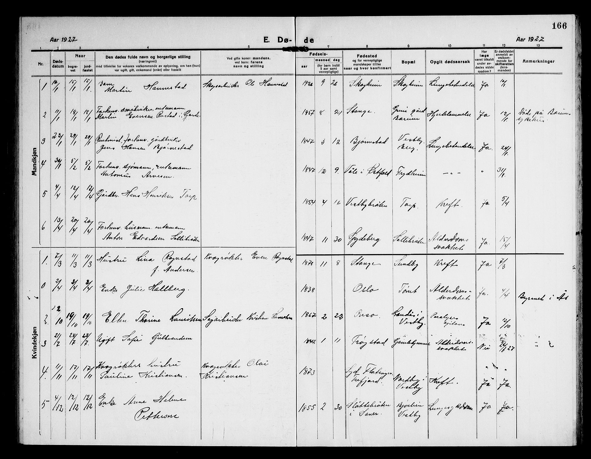 Vestby prestekontor Kirkebøker, AV/SAO-A-10893/G/Ga/L0003: Parish register (copy) no. I 3, 1917-1947, p. 166