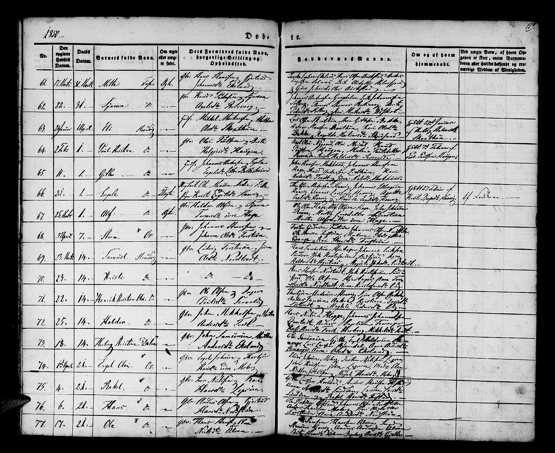 Os sokneprestembete, AV/SAB-A-99929: Parish register (official) no. A 15, 1839-1851, p. 119