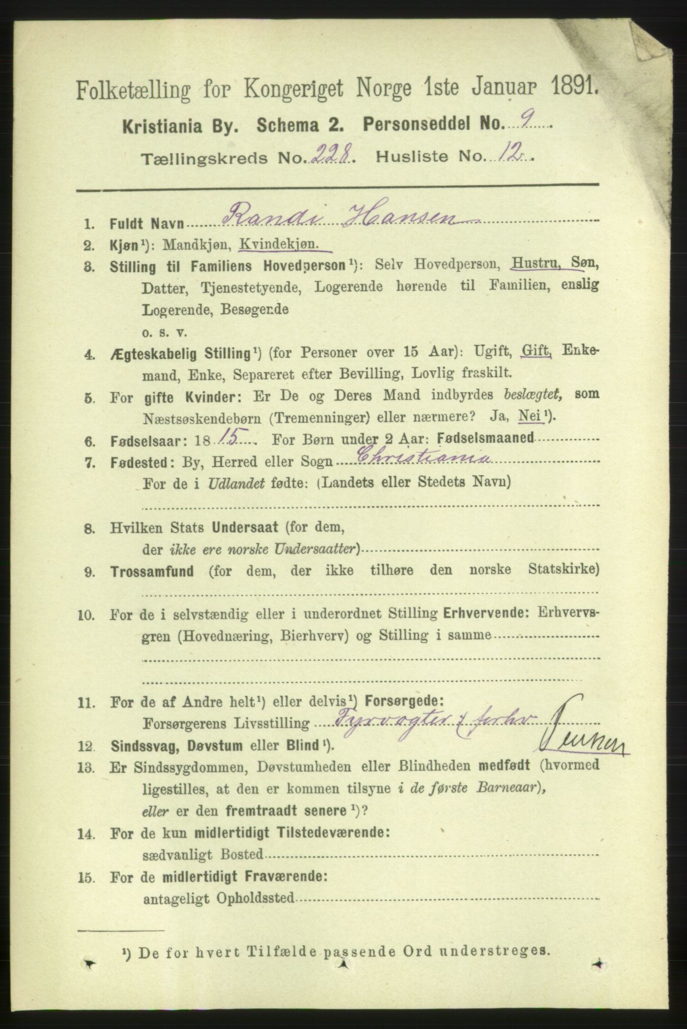 RA, 1891 census for 0301 Kristiania, 1891, p. 139725