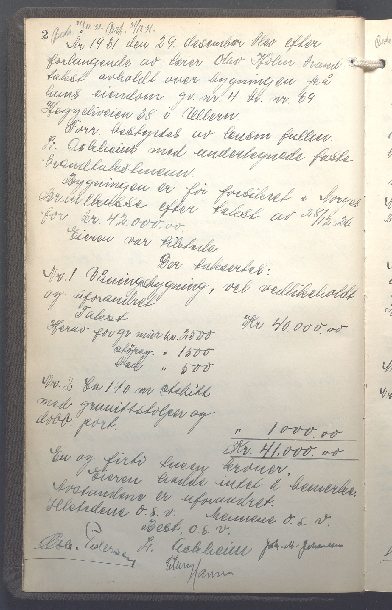 Lensmennene i Aker, OBA/A-10133/F/Fb/L0004: Branntakstprotokoll, 1931-1937, p. 2