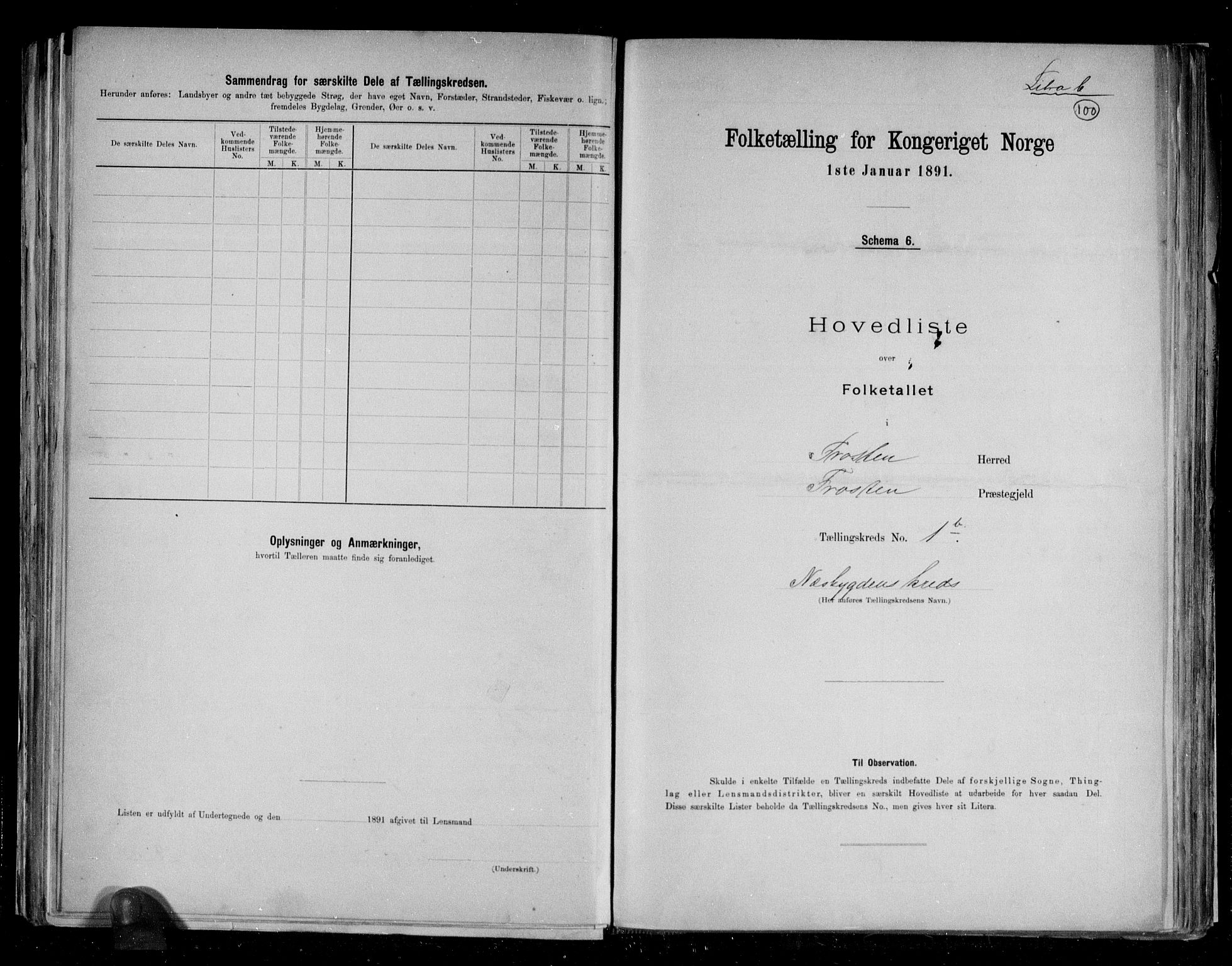 RA, 1891 census for 1717 Frosta, 1891, p. 6