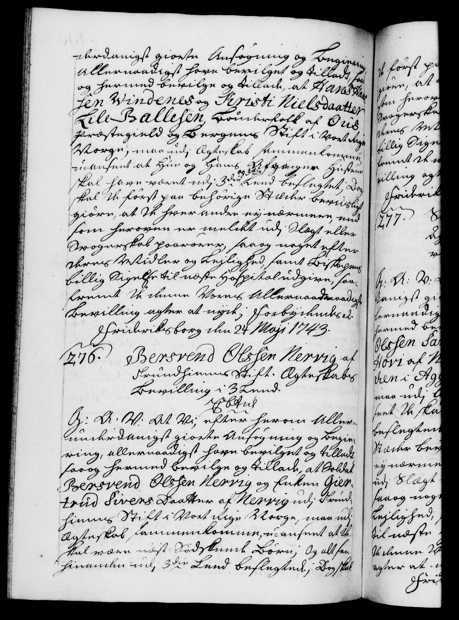 Danske Kanselli 1572-1799, RA/EA-3023/F/Fc/Fca/Fcaa/L0033: Norske registre, 1743-1744, p. 196b