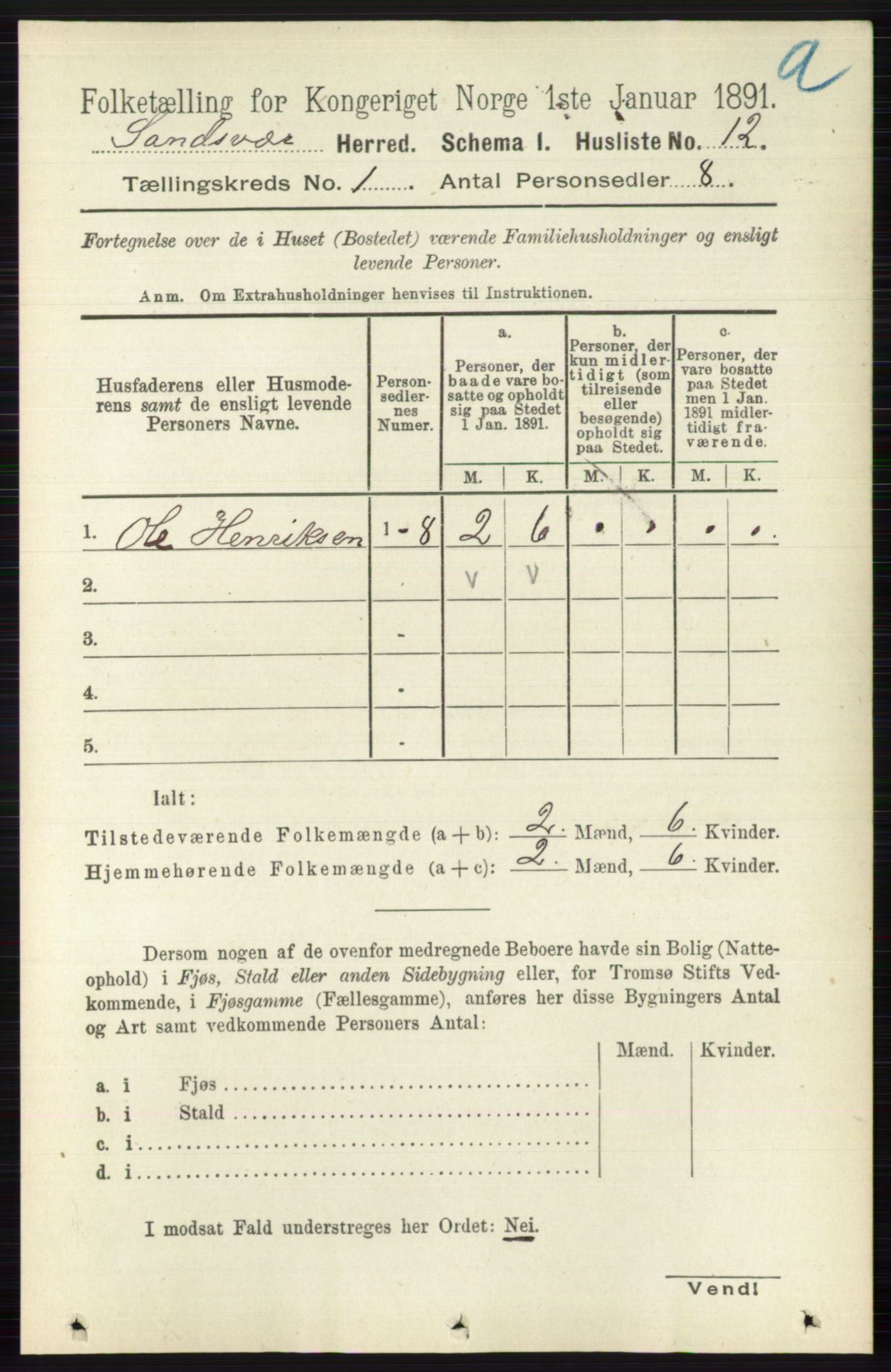 RA, 1891 census for 0629 Sandsvær, 1891, p. 53