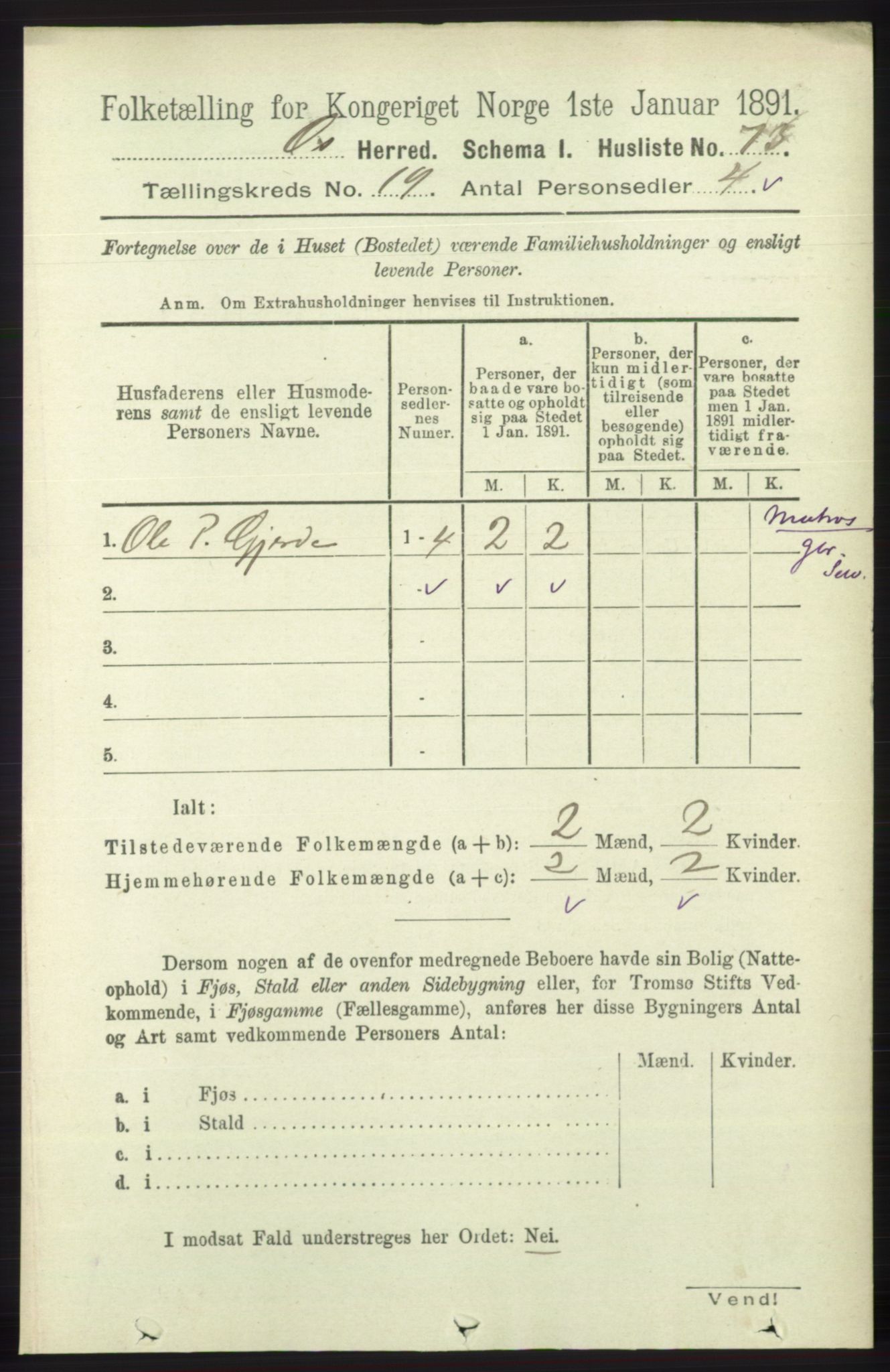 RA, 1891 census for 1243 Os, 1891, p. 4191