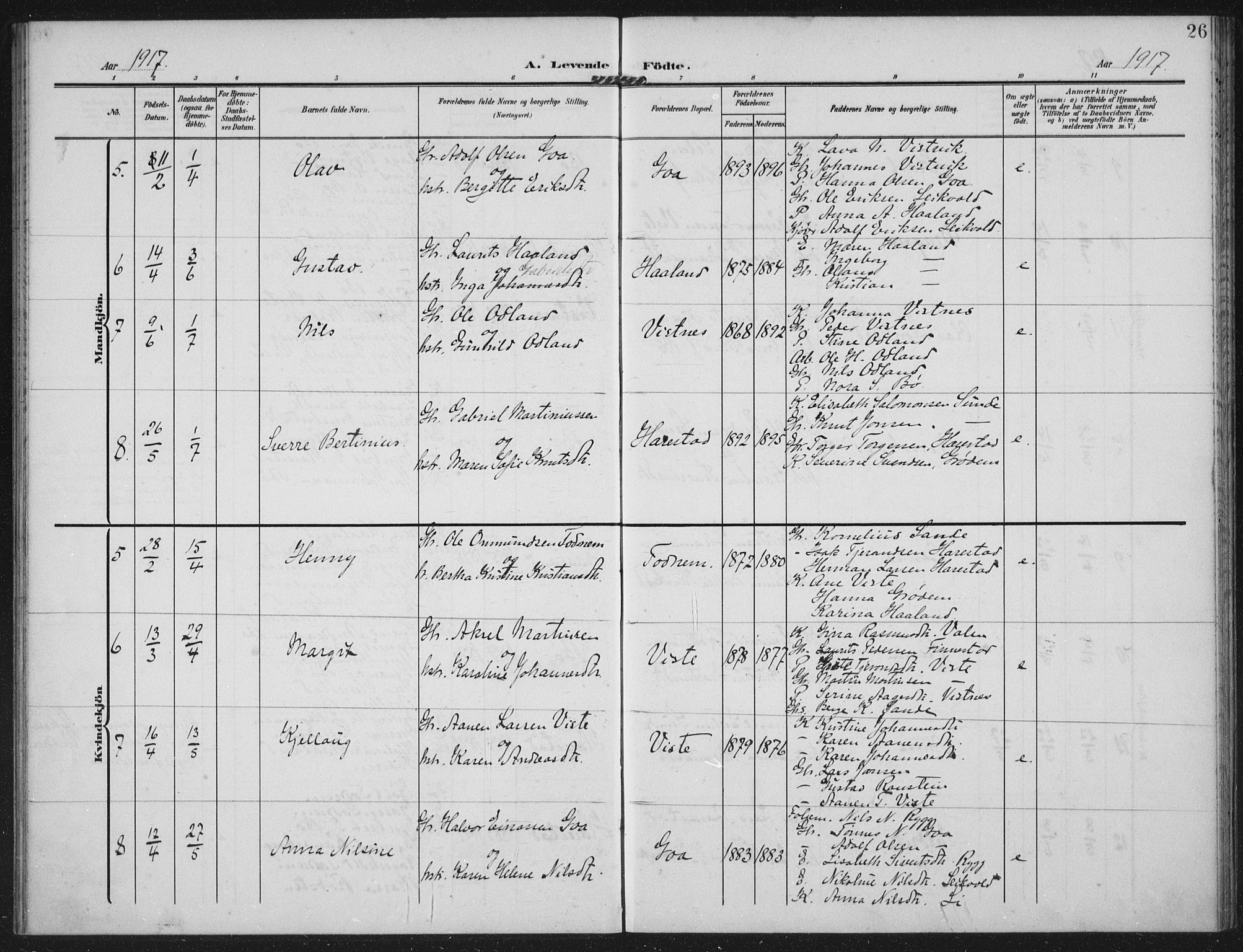 Hetland sokneprestkontor, AV/SAST-A-101826/30/30BA: Parish register (official) no. A 14, 1905-1919, p. 26