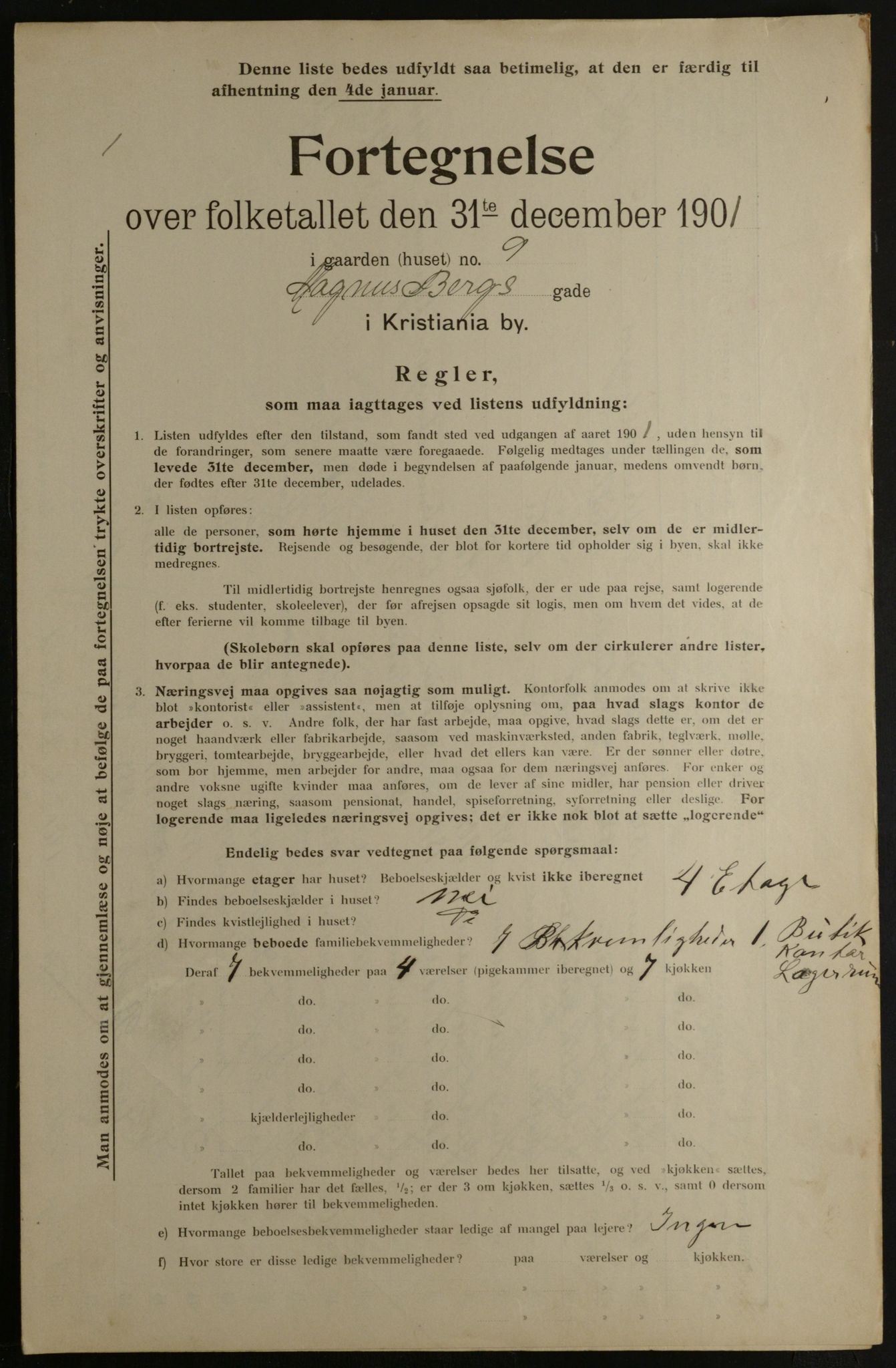 OBA, Municipal Census 1901 for Kristiania, 1901, p. 9124