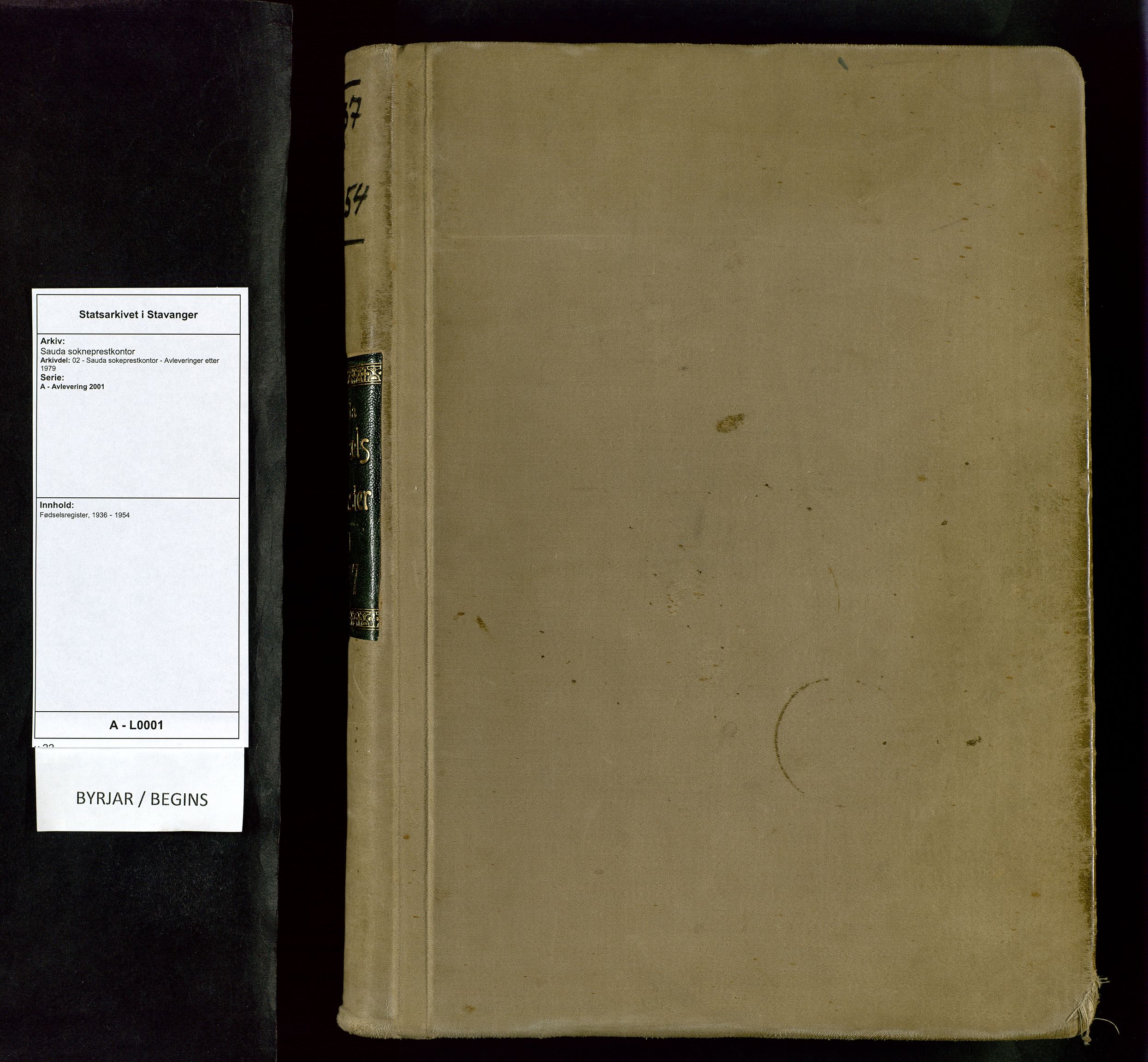 Sauda sokneprestkontor, SAST/A-101846/02/A/L0001: Birth register no. 1, 1936-1954
