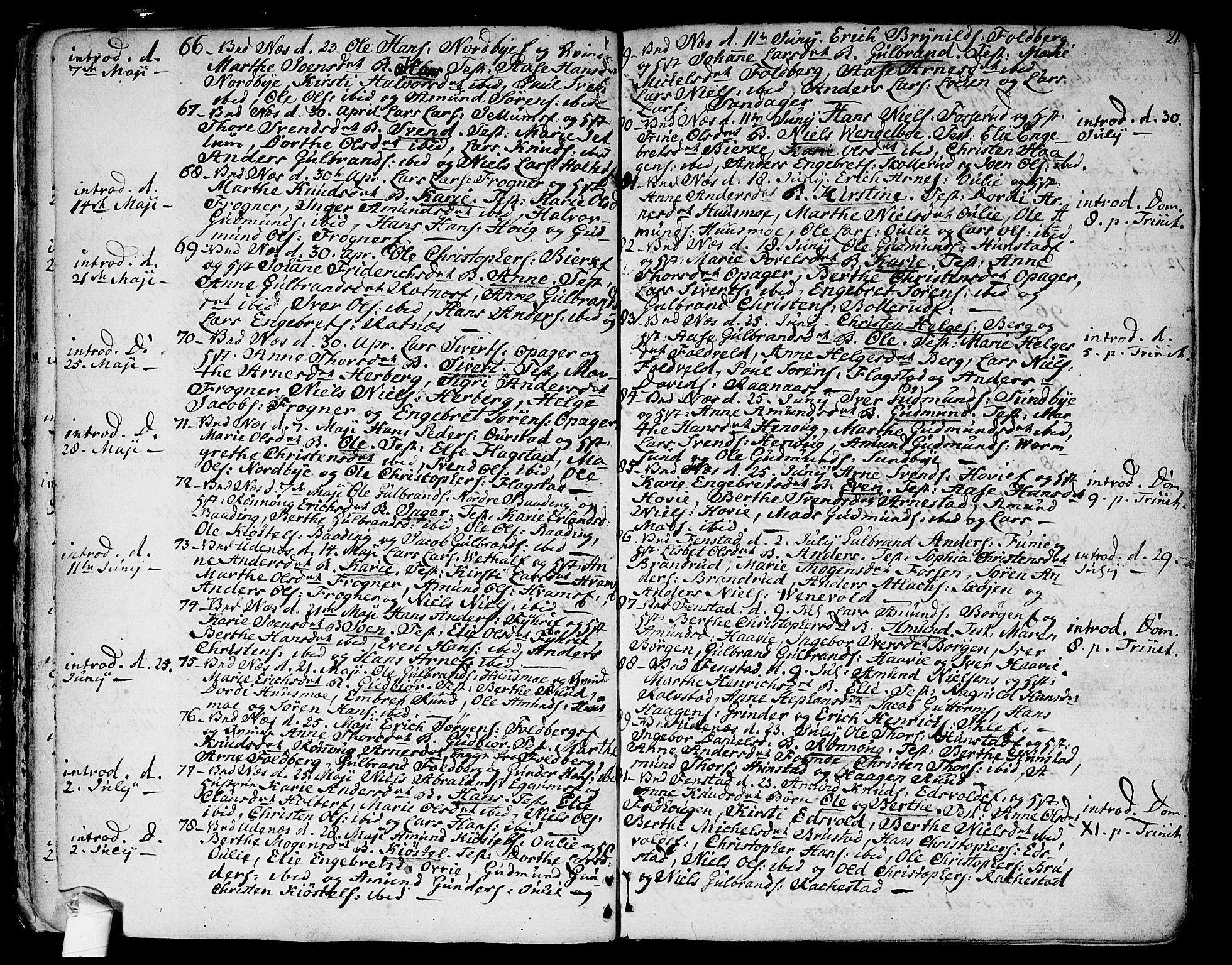 Nes prestekontor Kirkebøker, AV/SAO-A-10410/F/Fa/L0004: Parish register (official) no. I 4, 1781-1816, p. 21