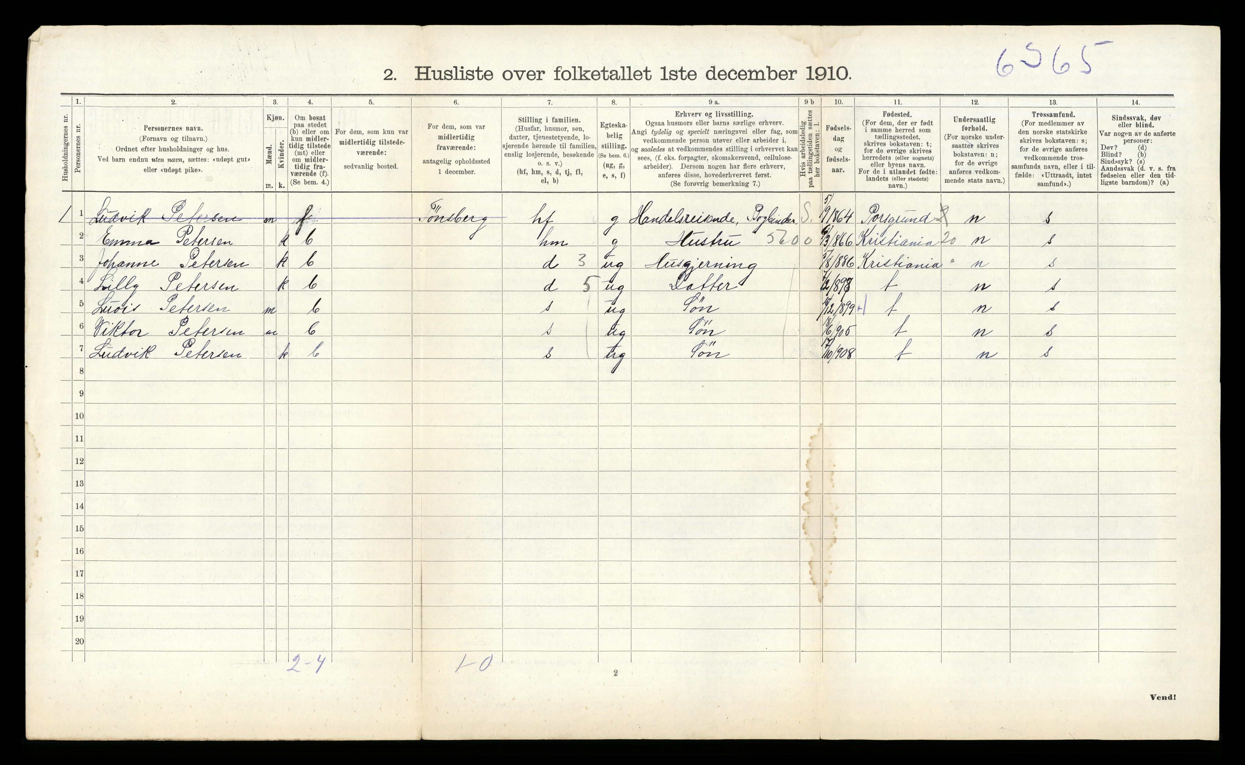 RA, 1910 census for Eidanger, 1910, p. 826