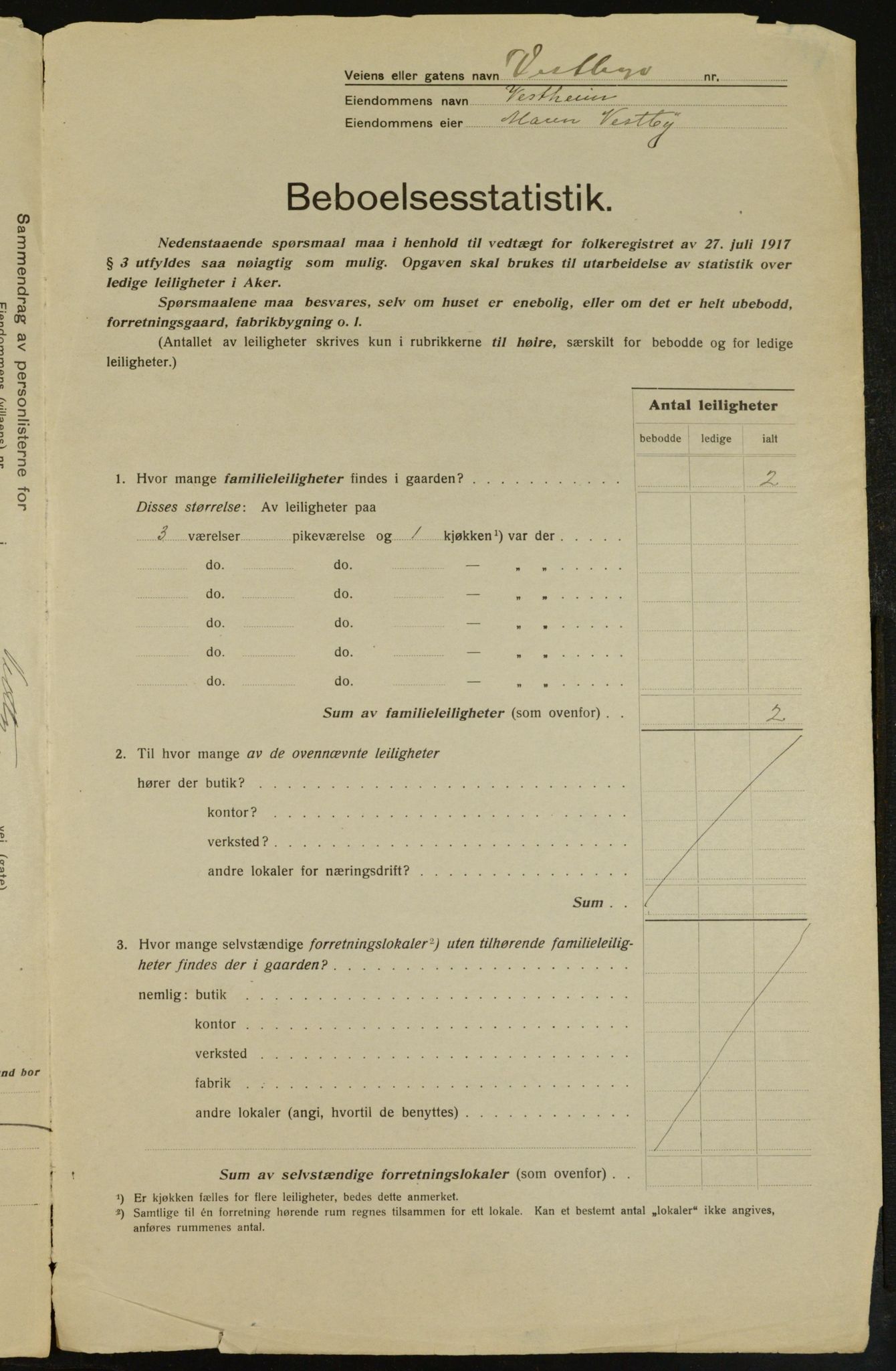 OBA, Municipal Census 1917 for Aker, 1917, p. 31487