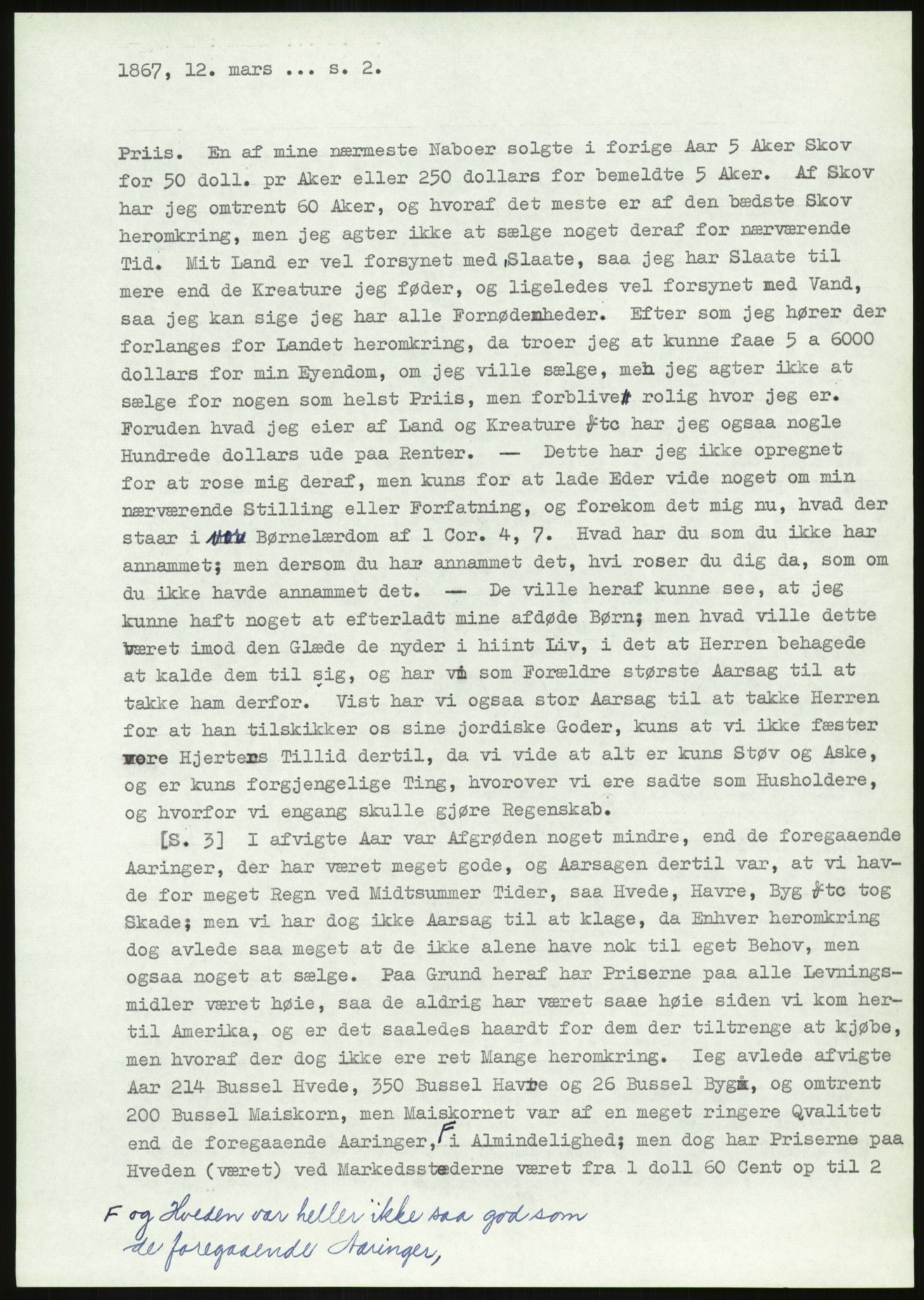 Samlinger til kildeutgivelse, Amerikabrevene, AV/RA-EA-4057/F/L0019: Innlån fra Buskerud: Fonnem - Kristoffersen, 1838-1914, p. 85