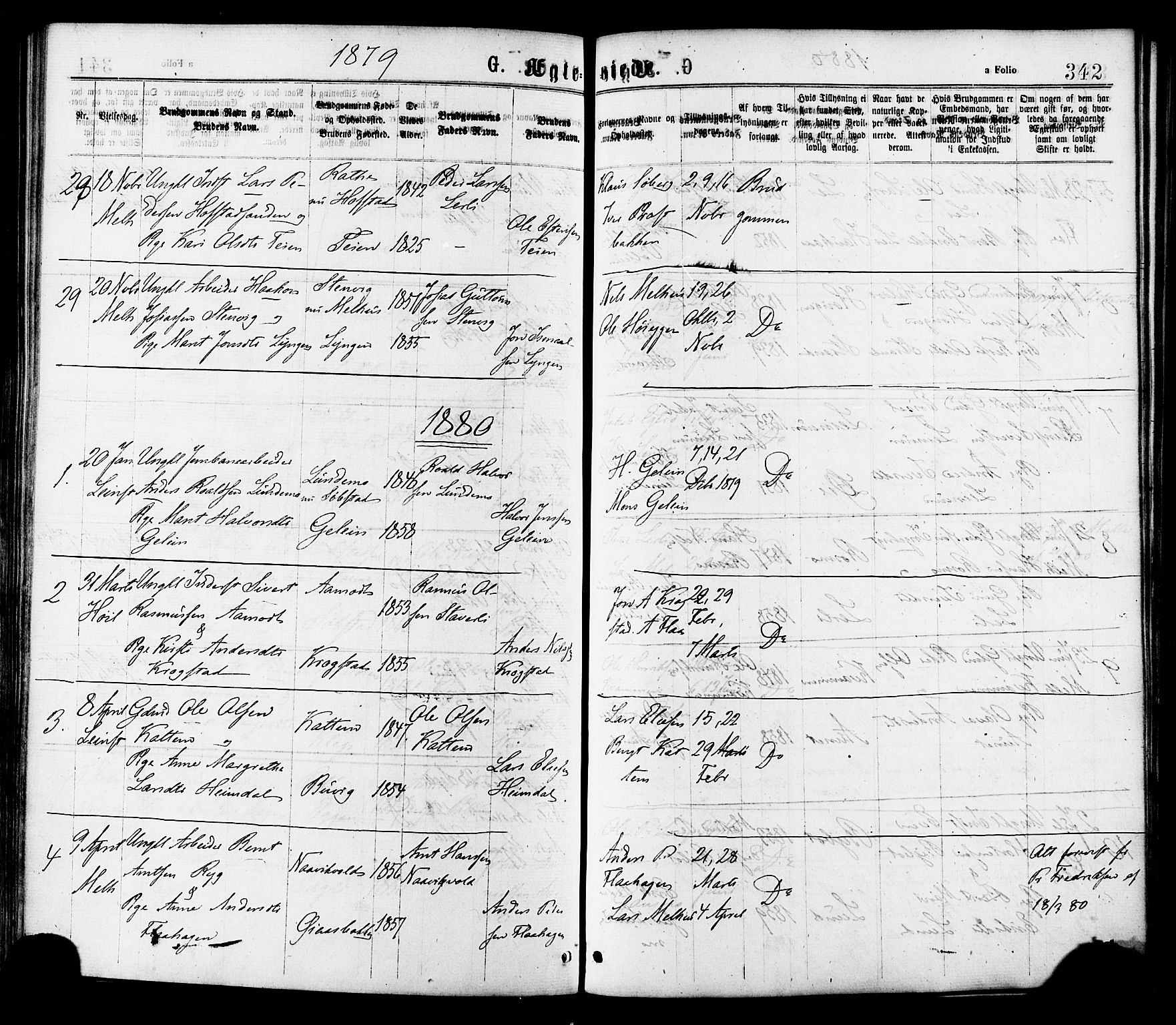 Ministerialprotokoller, klokkerbøker og fødselsregistre - Sør-Trøndelag, SAT/A-1456/691/L1079: Parish register (official) no. 691A11, 1873-1886, p. 342