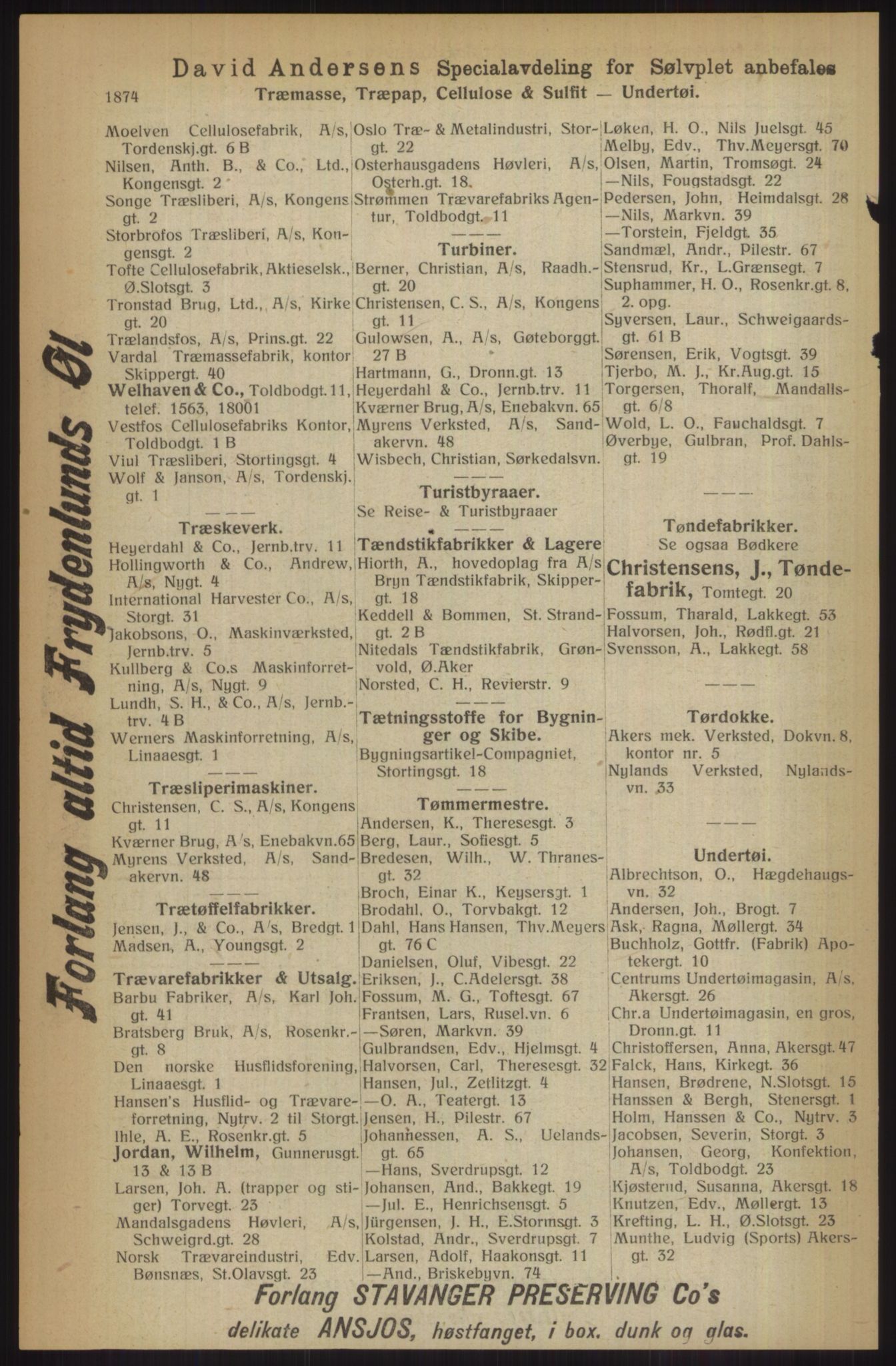 Kristiania/Oslo adressebok, PUBL/-, 1914, p. 1874
