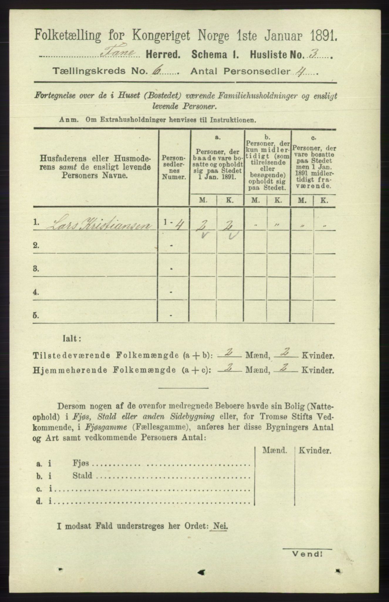 RA, 1891 census for 1249 Fana, 1891, p. 2511