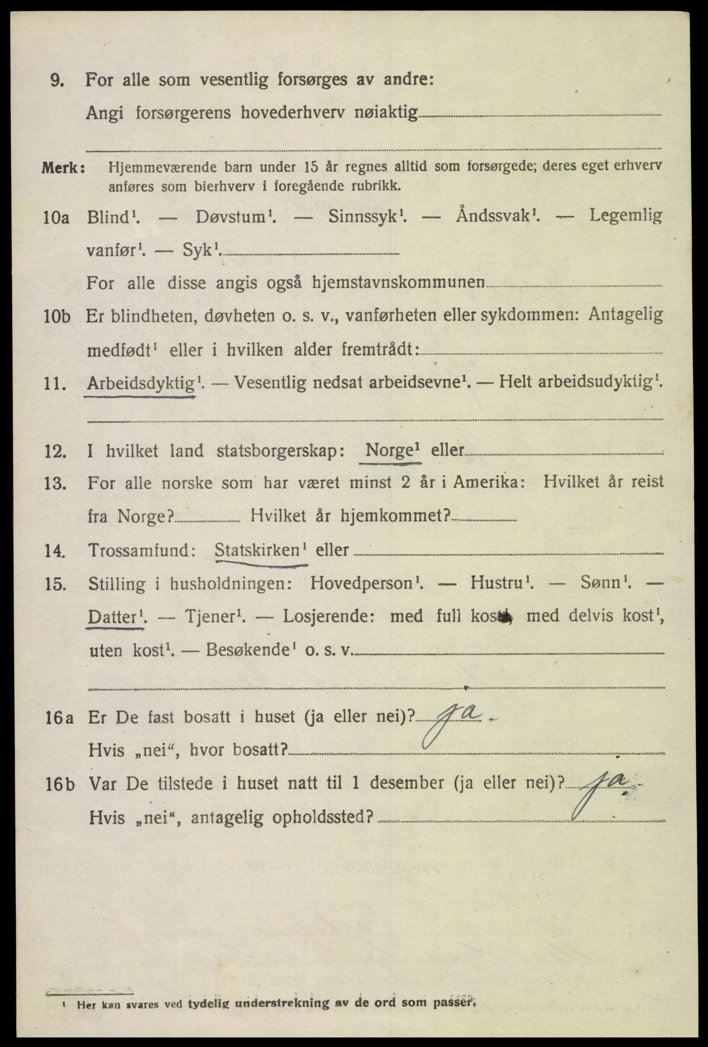 SAK, 1920 census for Tveit, 1920, p. 3507