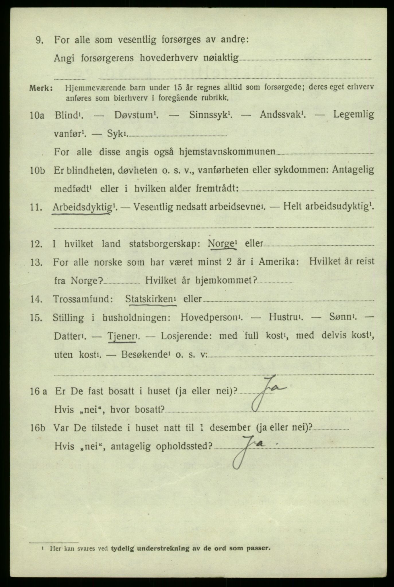 SAB, 1920 census for Granvin, 1920, p. 1167