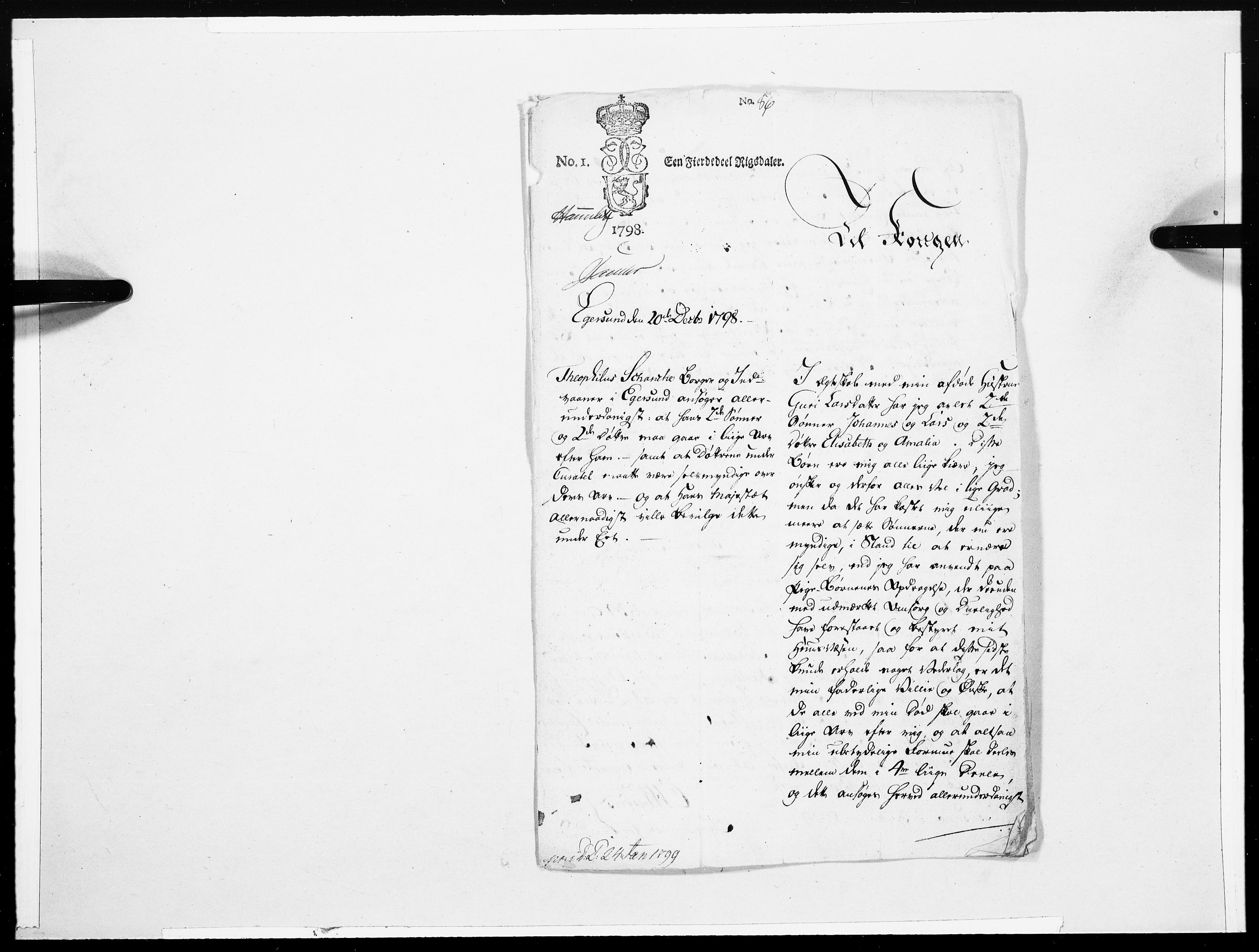 Danske Kanselli 1572-1799, RA/EA-3023/F/Fc/Fcc/Fcca/L0317: Norske innlegg 1572-1799, 1799, p. 191