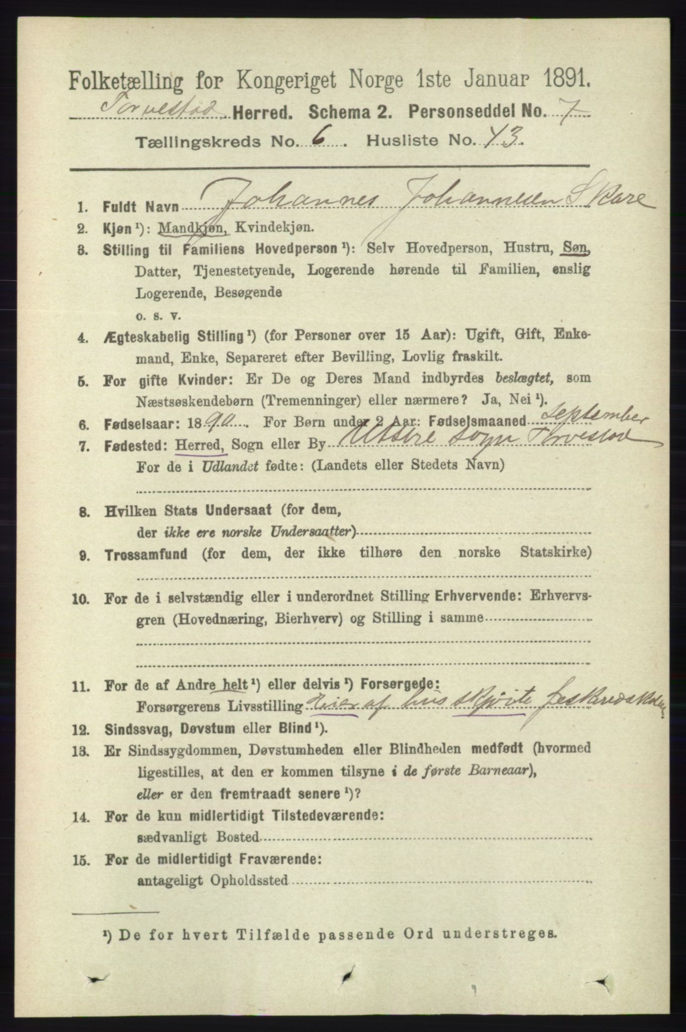 RA, 1891 census for 1152 Torvastad, 1891, p. 2201