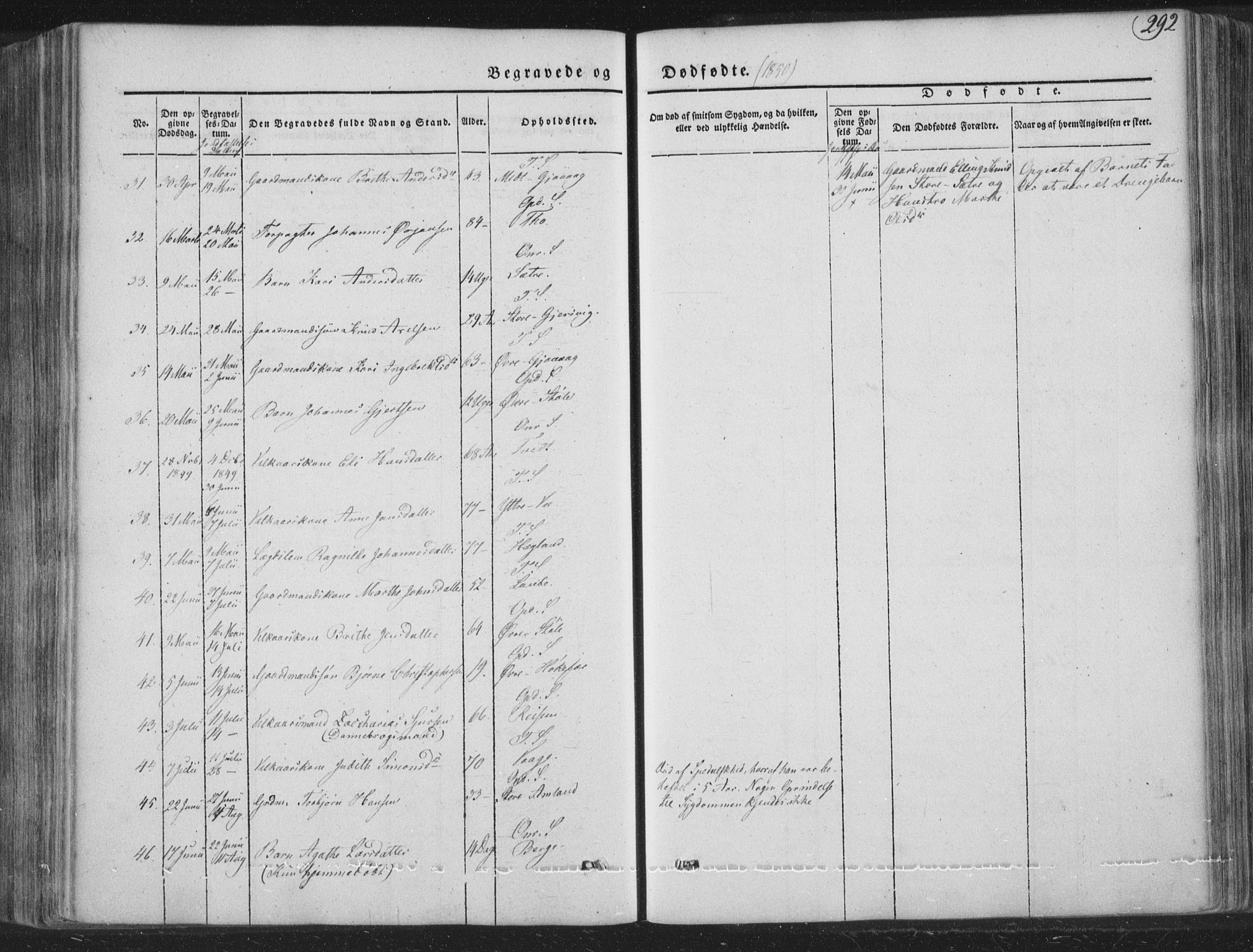 Tysnes sokneprestembete, AV/SAB-A-78601/H/Haa: Parish register (official) no. A 10, 1848-1859, p. 292