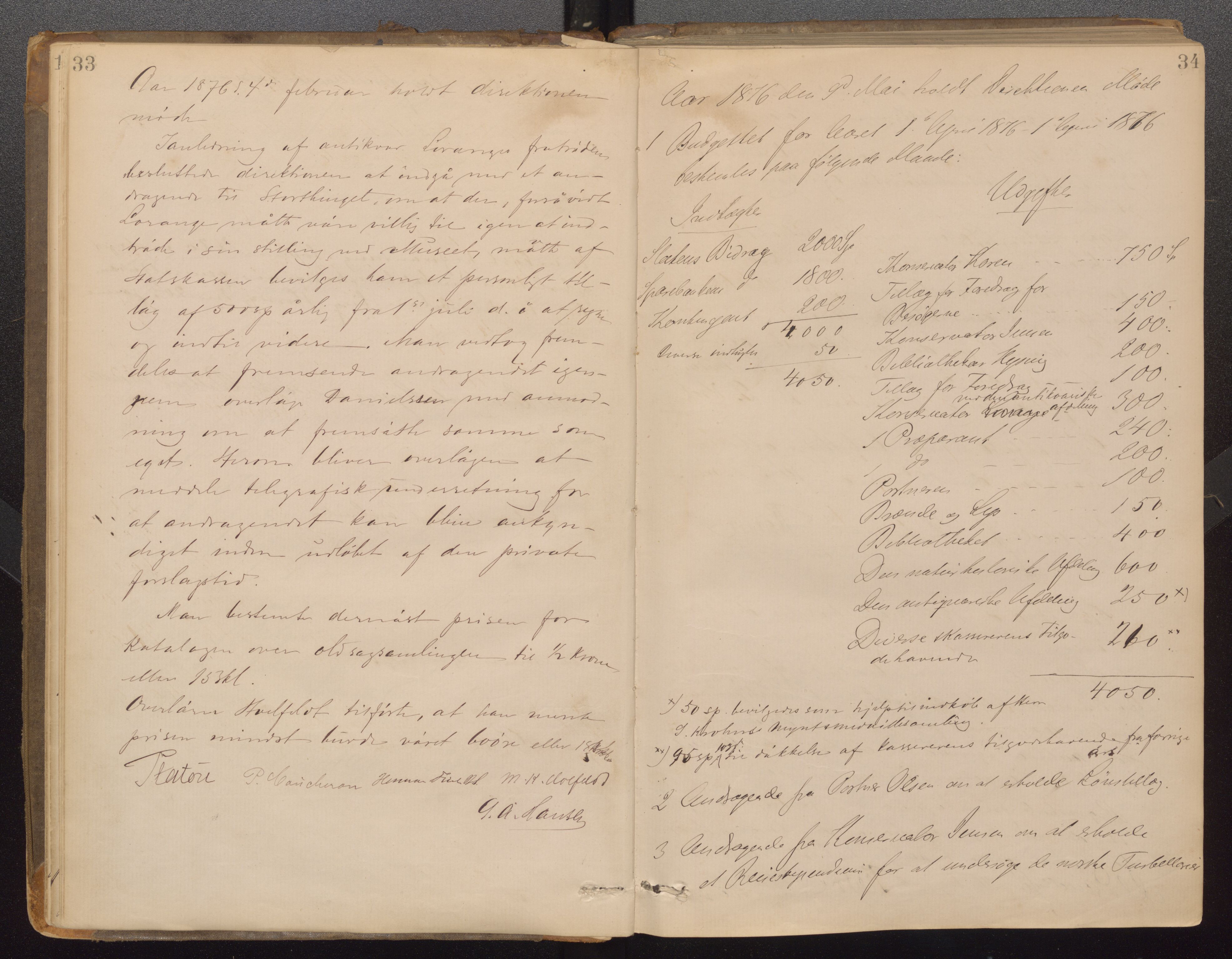 Bergens Museum, UMB/A007/A/Aa/L0007: Forhandlingsprotokoll , 1872-1906, p. 33,34