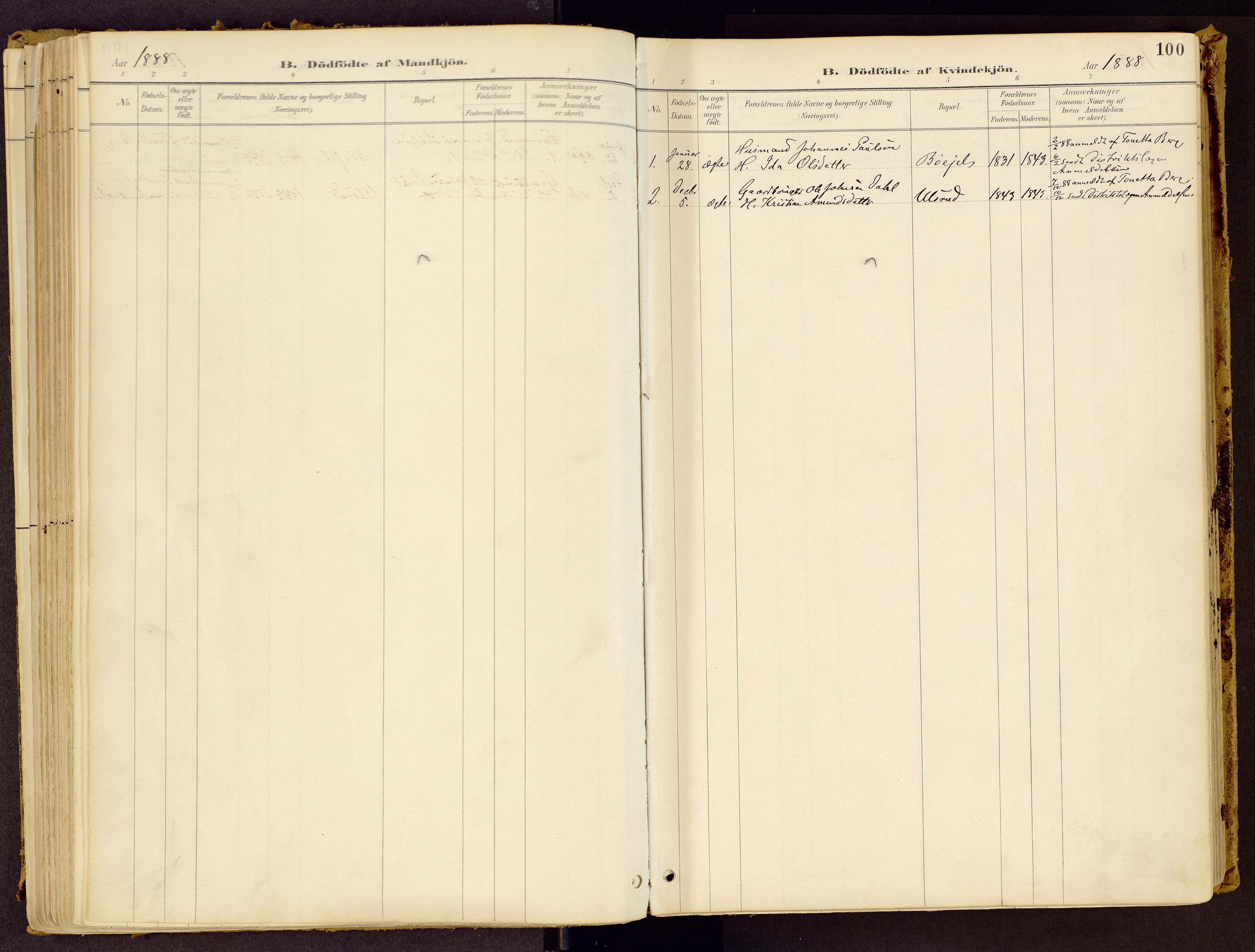 Vestre Gausdal prestekontor, SAH/PREST-094/H/Ha/Haa/L0001: Parish register (official) no. 1, 1887-1914, p. 100