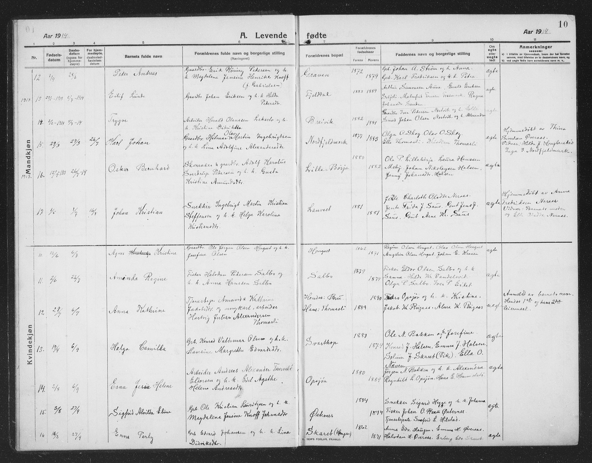 Ministerialprotokoller, klokkerbøker og fødselsregistre - Nordland, AV/SAT-A-1459/814/L0231: Parish register (copy) no. 814C04, 1912-1926, p. 10