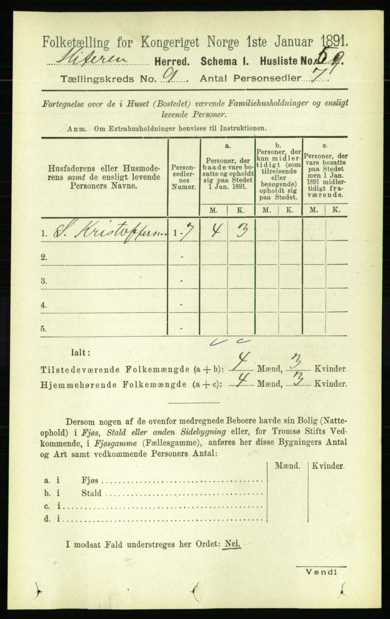 RA, 1891 census for 1617 Hitra, 1891, p. 1736