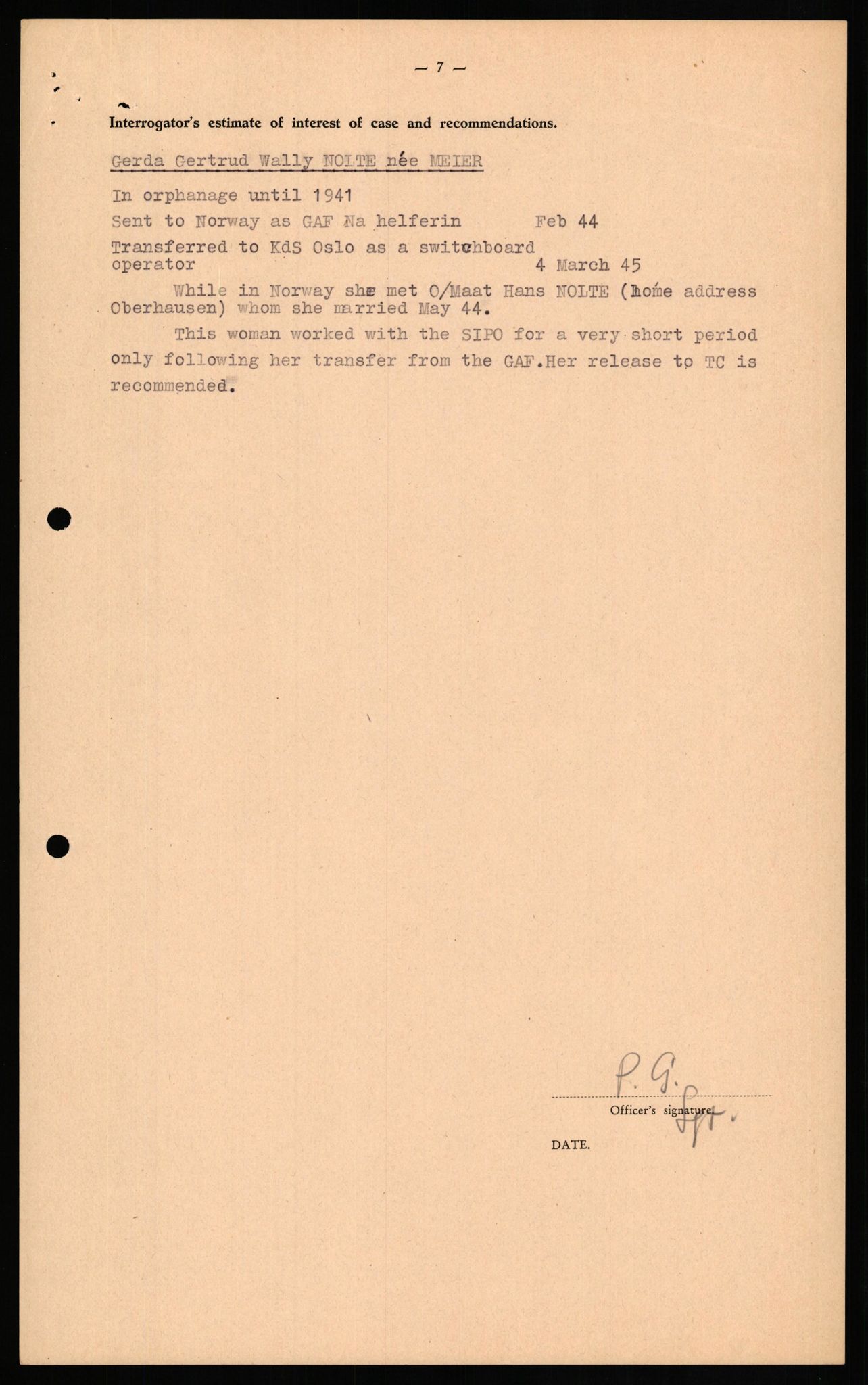 Forsvaret, Forsvarets overkommando II, AV/RA-RAFA-3915/D/Db/L0024: CI Questionaires. Tyske okkupasjonsstyrker i Norge. Tyskere., 1945-1946, p. 301