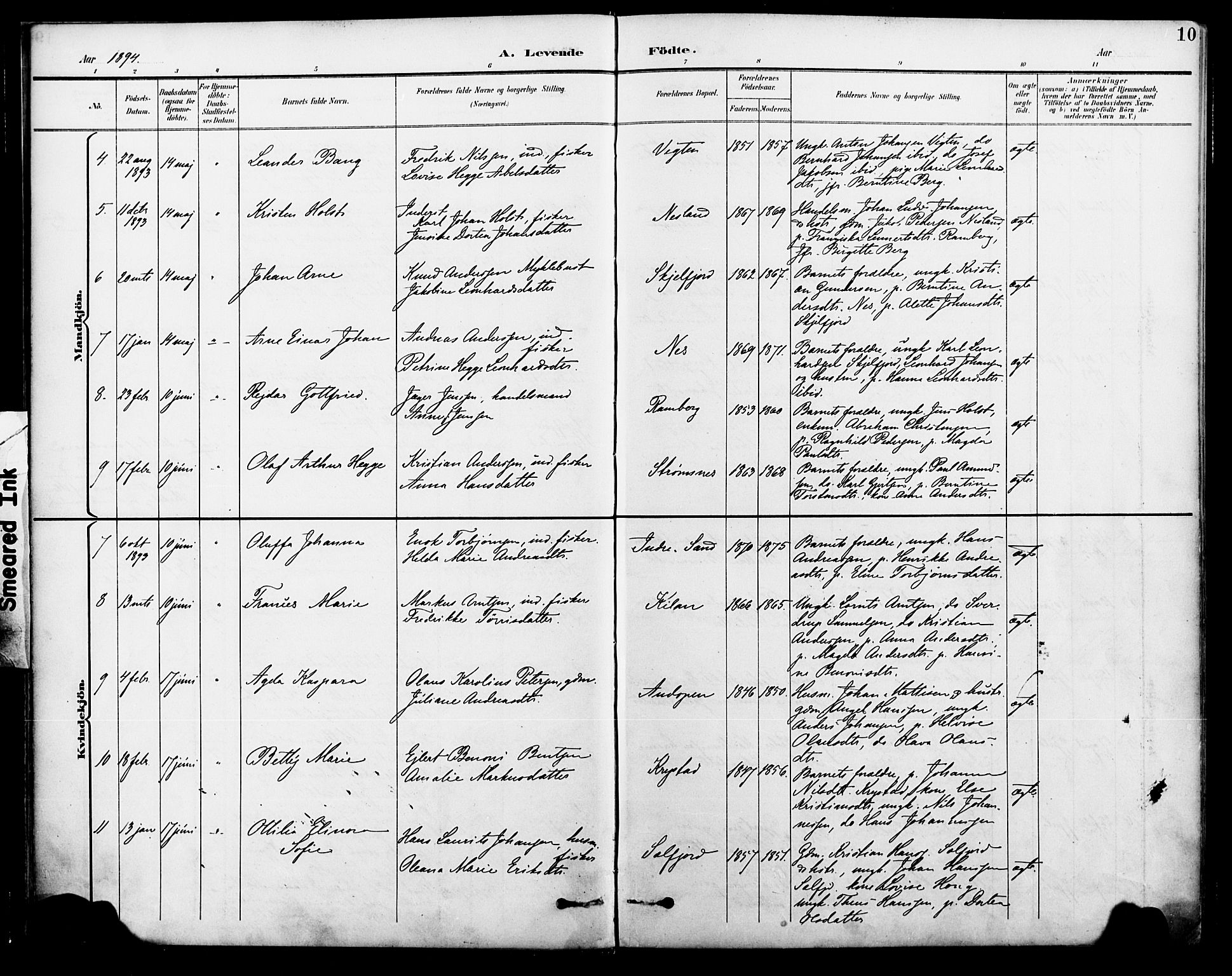 Ministerialprotokoller, klokkerbøker og fødselsregistre - Nordland, AV/SAT-A-1459/885/L1205: Parish register (official) no. 885A06, 1892-1905, p. 10