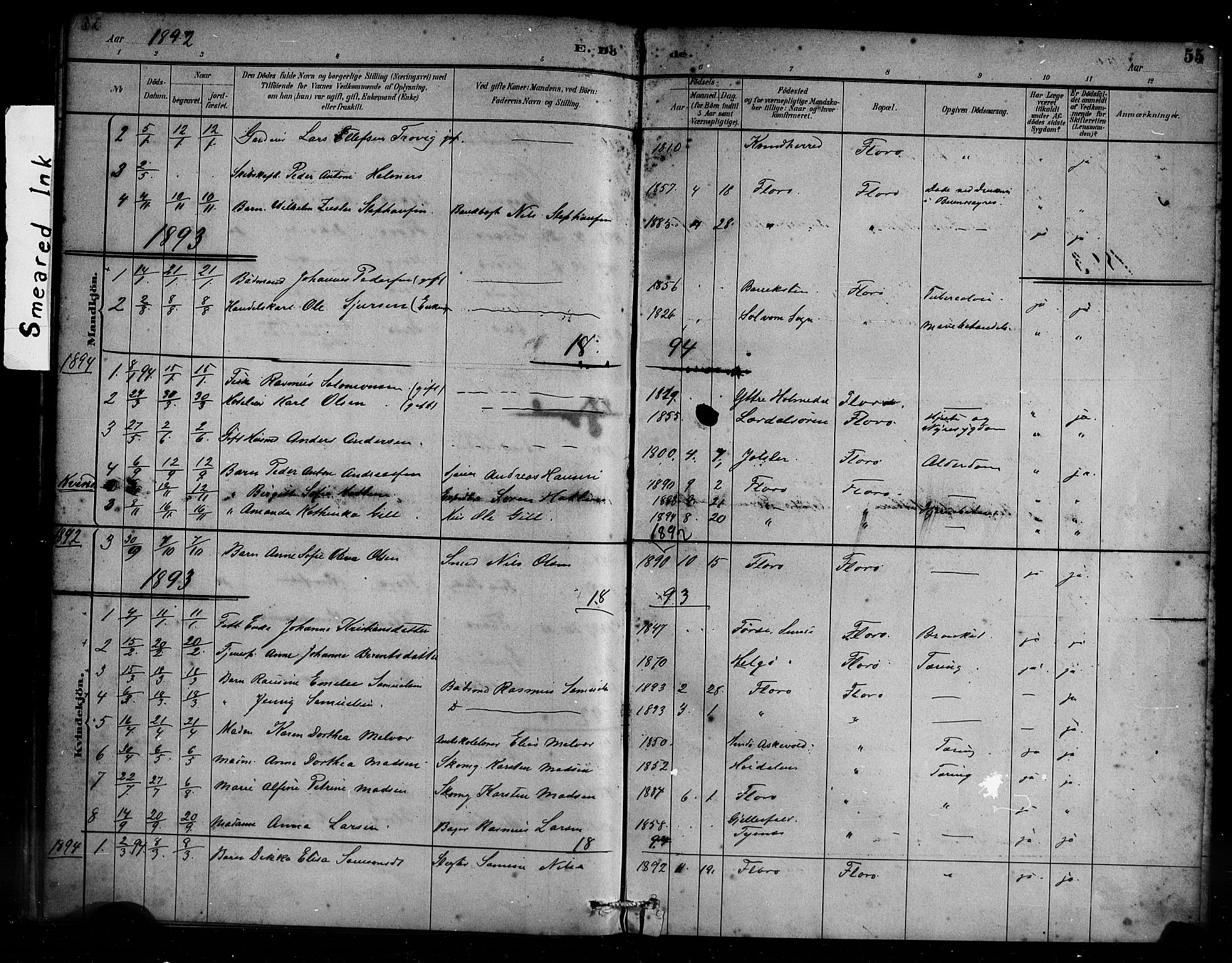 Kinn sokneprestembete, AV/SAB-A-80801/H/Haa/Haac/L0001: Parish register (official) no. C 1, 1883-1894, p. 55