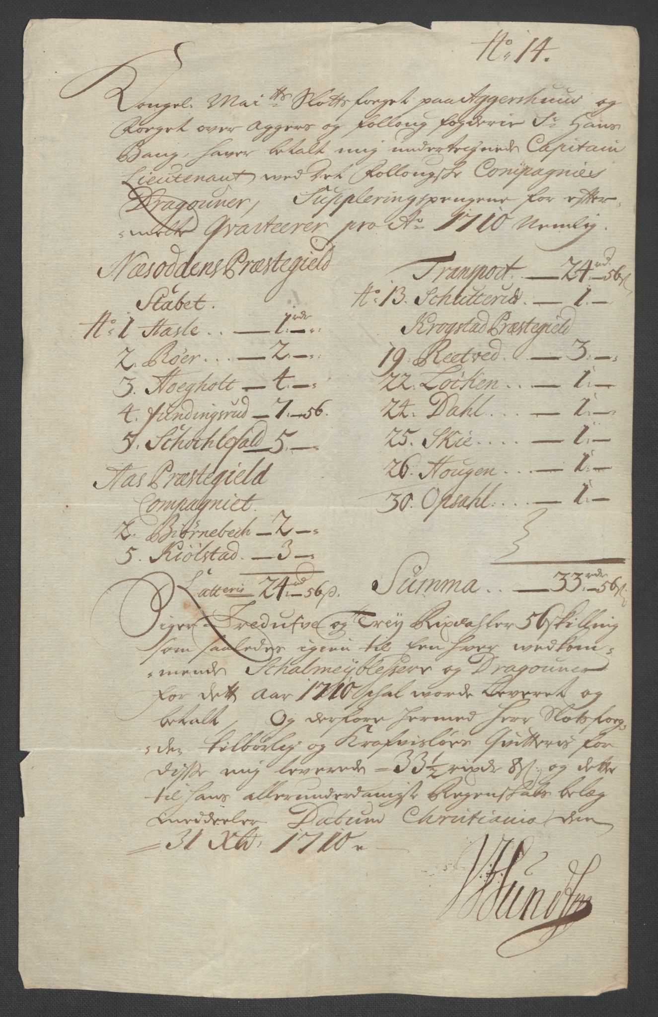 Rentekammeret inntil 1814, Reviderte regnskaper, Fogderegnskap, AV/RA-EA-4092/R10/L0448: Fogderegnskap Aker og Follo, 1710-1711, p. 79