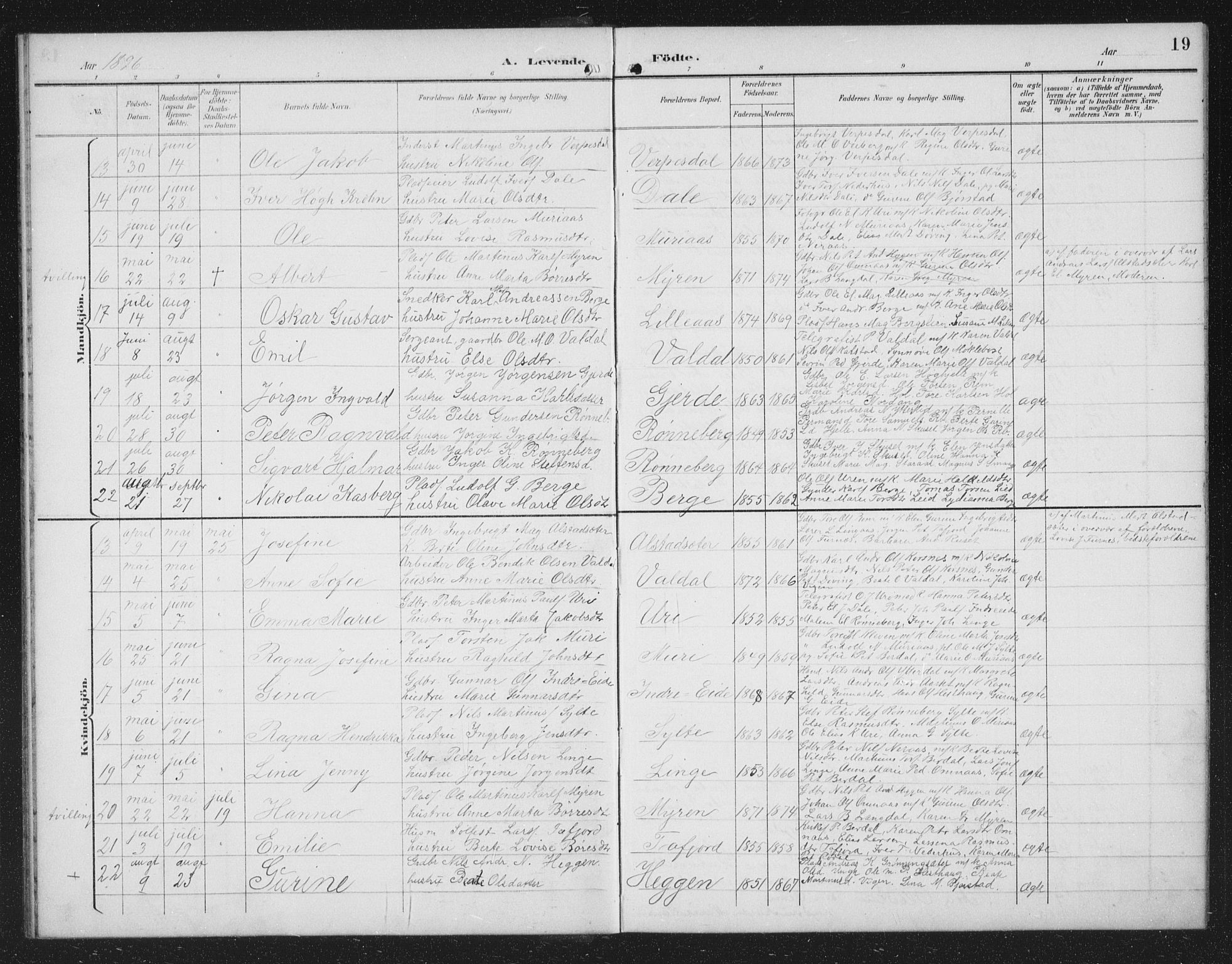 Ministerialprotokoller, klokkerbøker og fødselsregistre - Møre og Romsdal, AV/SAT-A-1454/519/L0264: Parish register (copy) no. 519C05, 1892-1910, p. 19