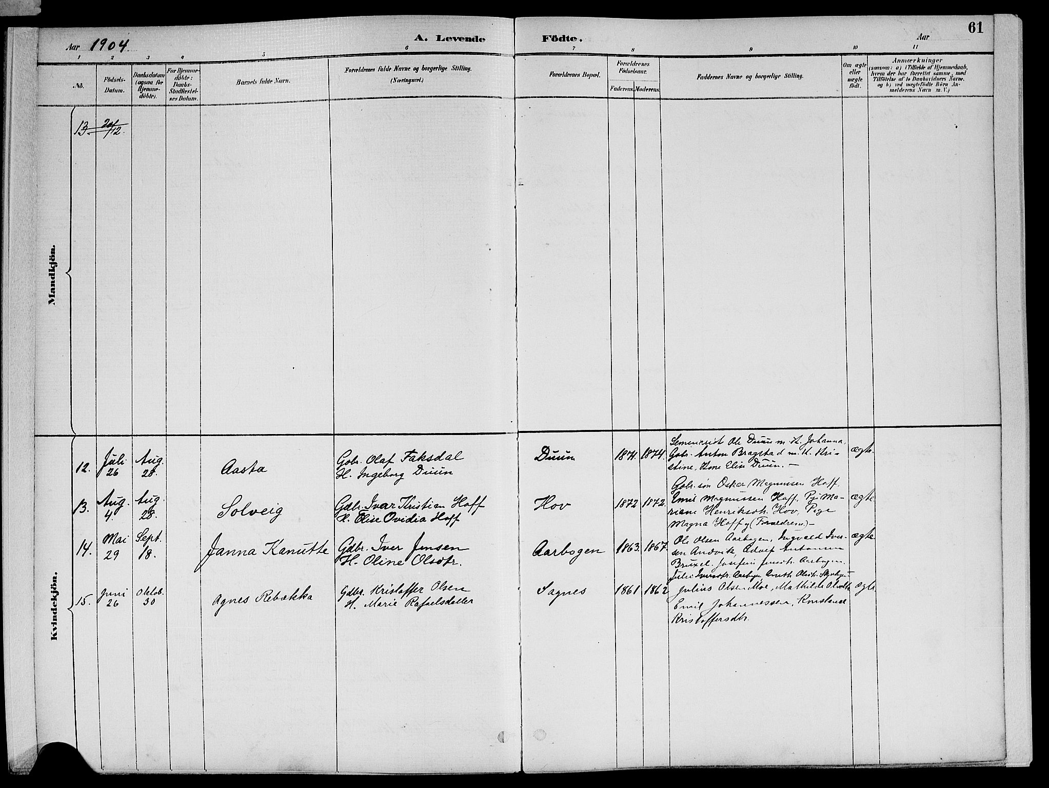 Ministerialprotokoller, klokkerbøker og fødselsregistre - Nord-Trøndelag, SAT/A-1458/773/L0617: Parish register (official) no. 773A08, 1887-1910, p. 61