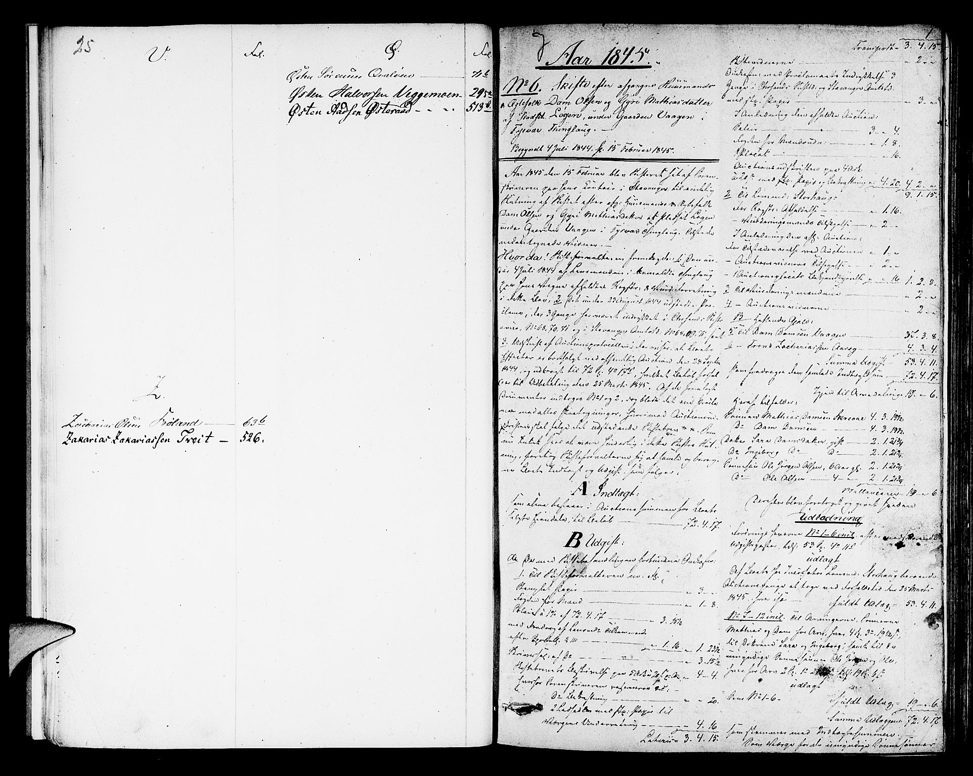 Ryfylke tingrett, SAST/A-100055/001/IV/IVD/L0022a: Skifteprotokoll, register i protokollen, 1845-1849, p. 0b-1a