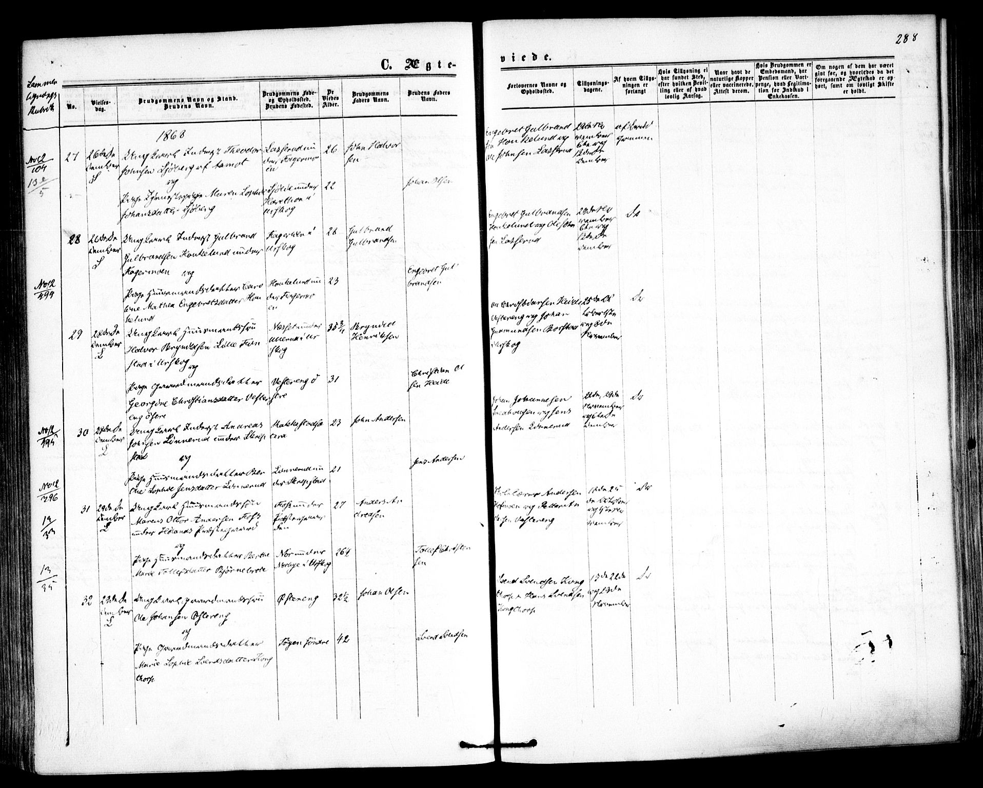 Høland prestekontor Kirkebøker, AV/SAO-A-10346a/F/Fa/L0011: Parish register (official) no. I 11, 1862-1869, p. 288