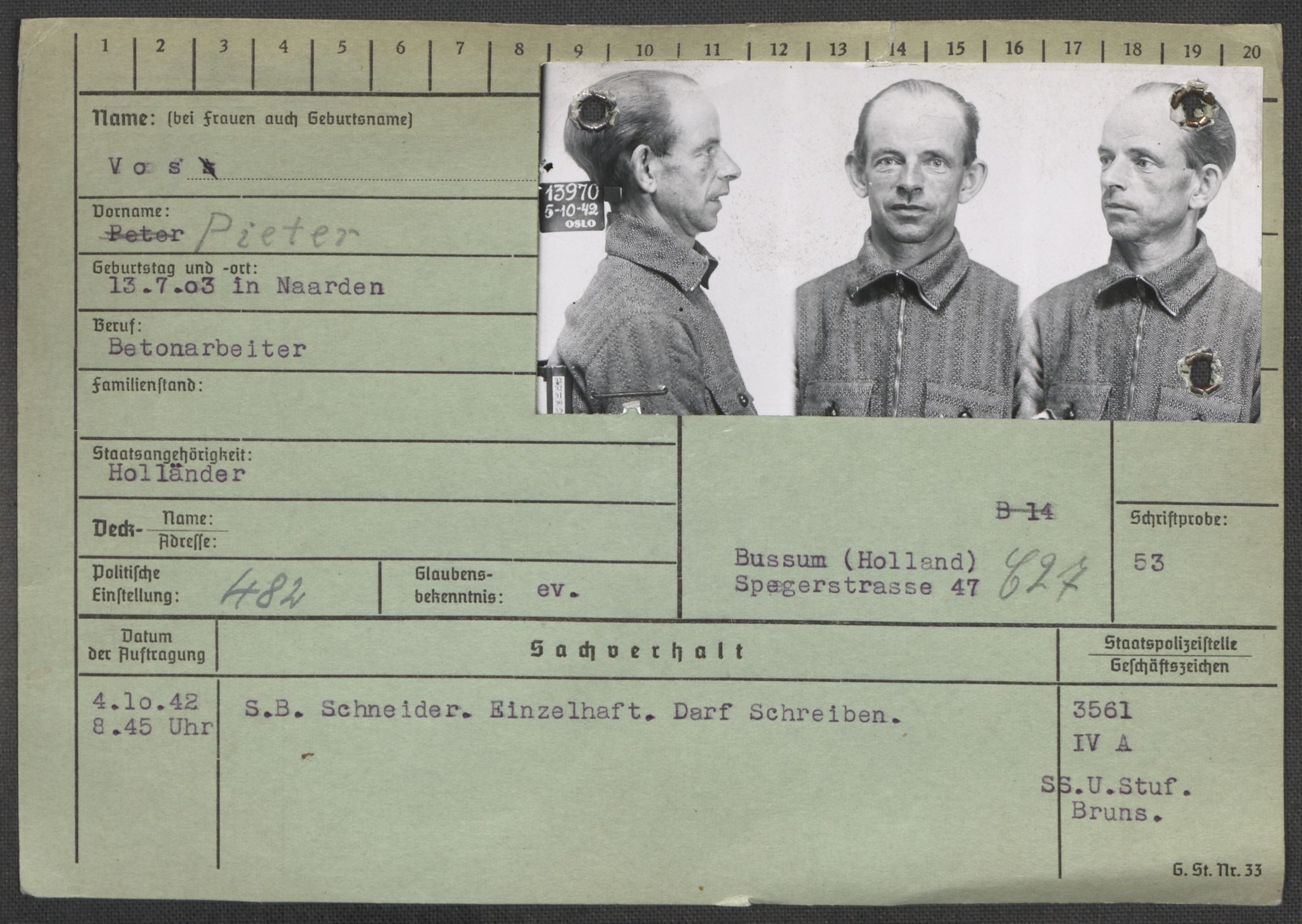 Befehlshaber der Sicherheitspolizei und des SD, AV/RA-RAFA-5969/E/Ea/Eaa/L0010: Register over norske fanger i Møllergata 19: Sø-Å, 1940-1945, p. 818