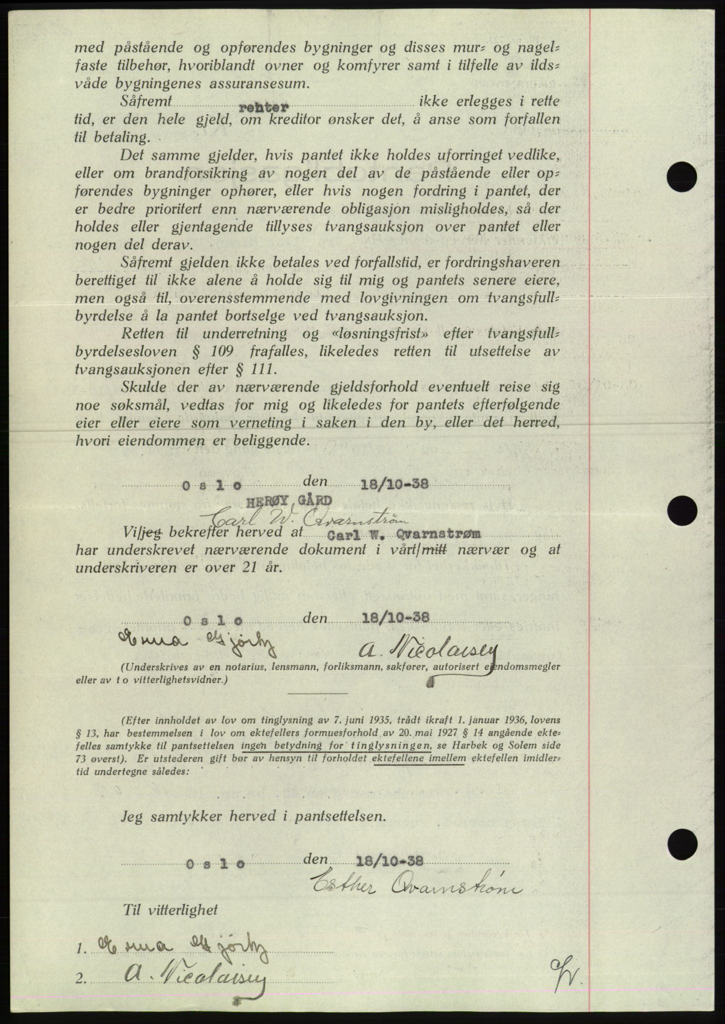 Søre Sunnmøre sorenskriveri, AV/SAT-A-4122/1/2/2C/L0066: Mortgage book no. 60, 1938-1938, Diary no: : 1465/1938