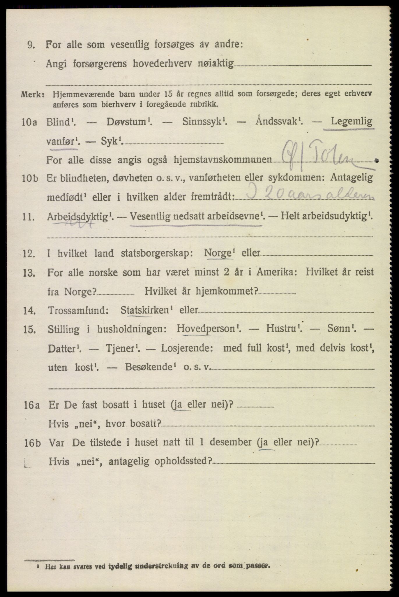 SAH, 1920 census for Østre Toten, 1920, p. 14985